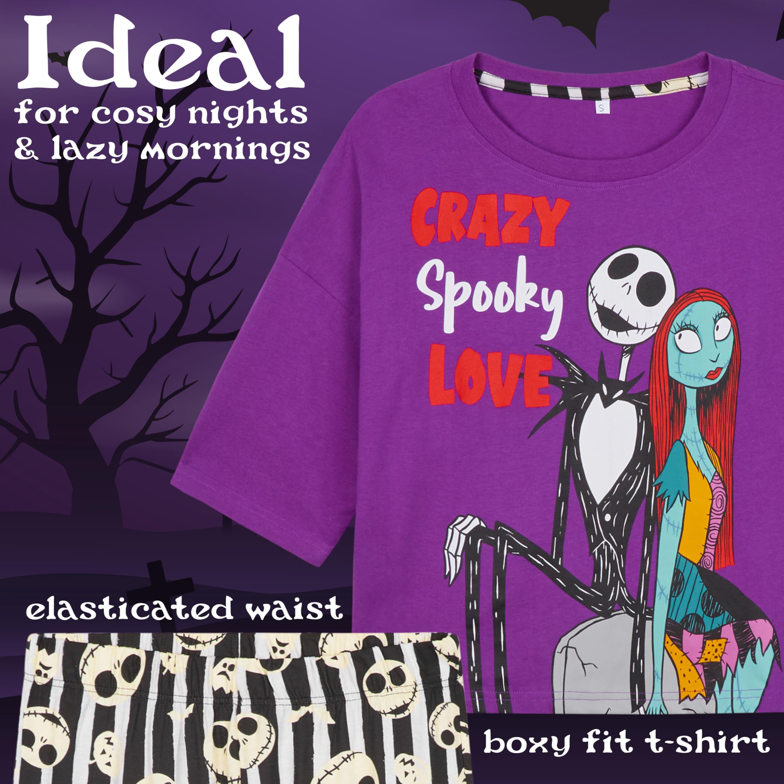 Disney Pigiama Donna - Pigiama Donna Cotone Lungo a Manica Corta S-XL Pigiami Due Pezzi - Regali Donna