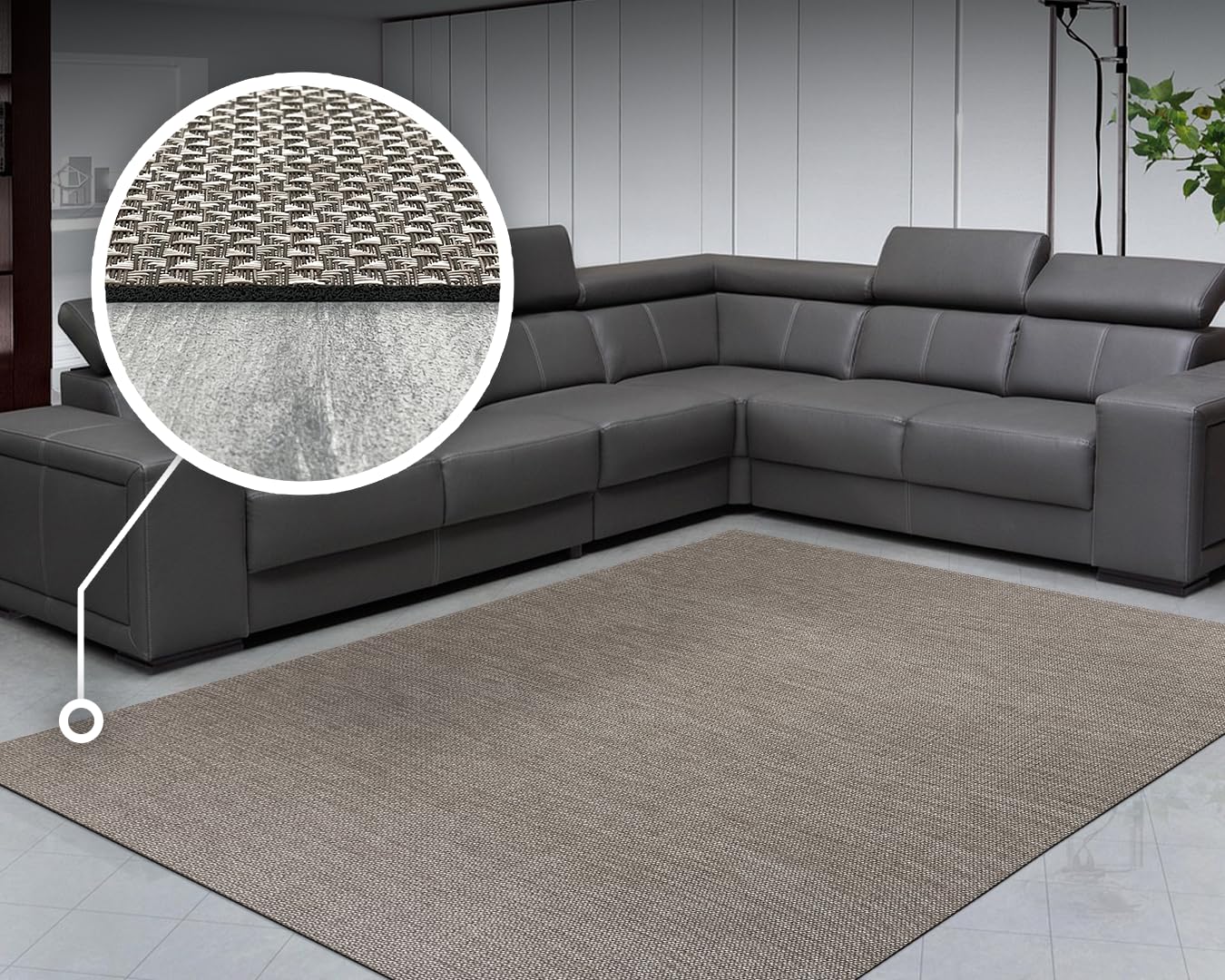 Tadi & Imperio1979 Tapis en Vinyle tressé 60 x 400 cm - Tapis en Vinyle - Tapis extérieur - Tapis de Cuisine - Tapis Vinyle Cuisine - Tapis Salon - Tapis d'entrée