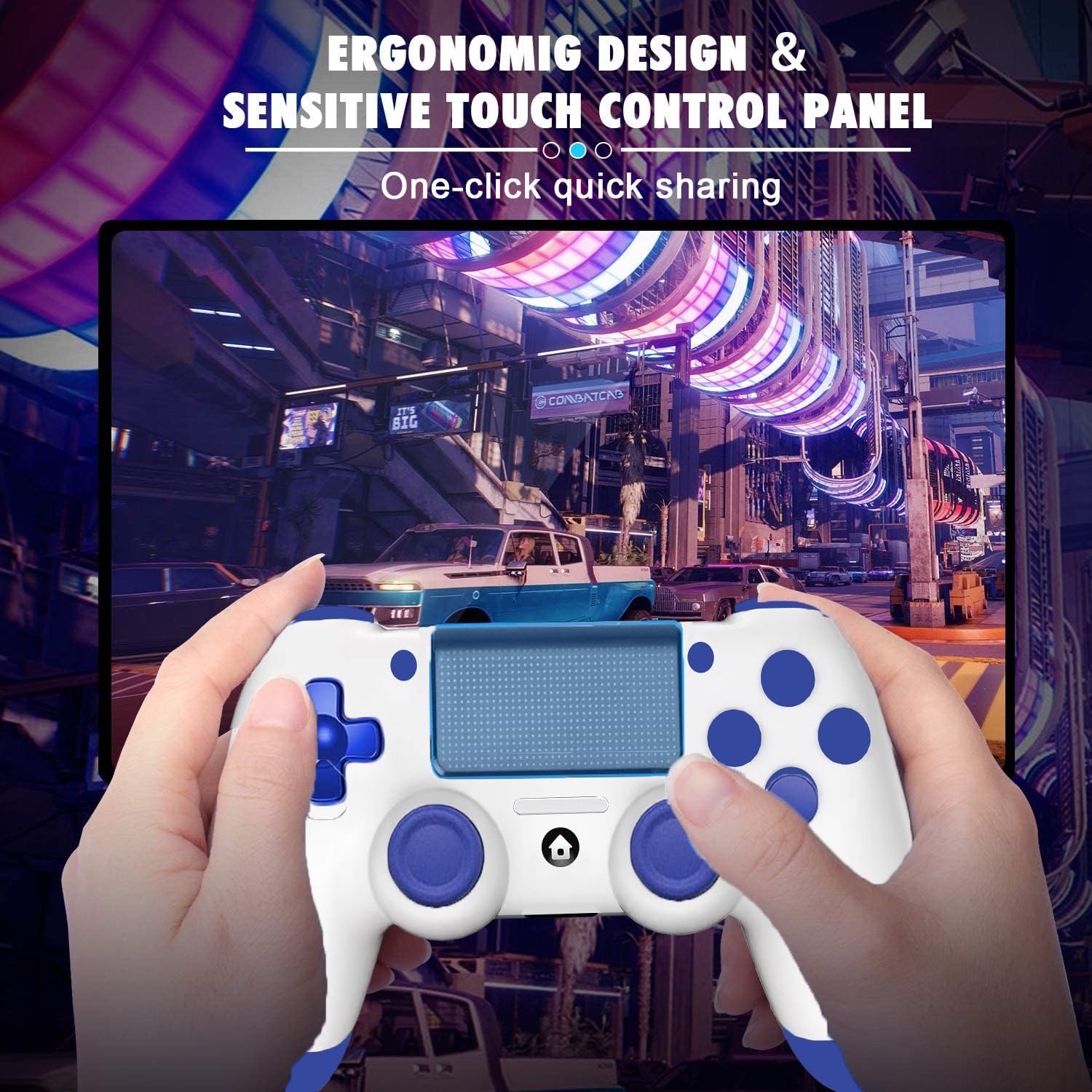Wireless Controller for PS4, Joystick Controller for PS4/Slim/Pro/PC, Gamepad with Vibration, 3.5mm Audio Jack, Six-Axis Motion Control, Screenshot, Share Button, Touchpad — view 7