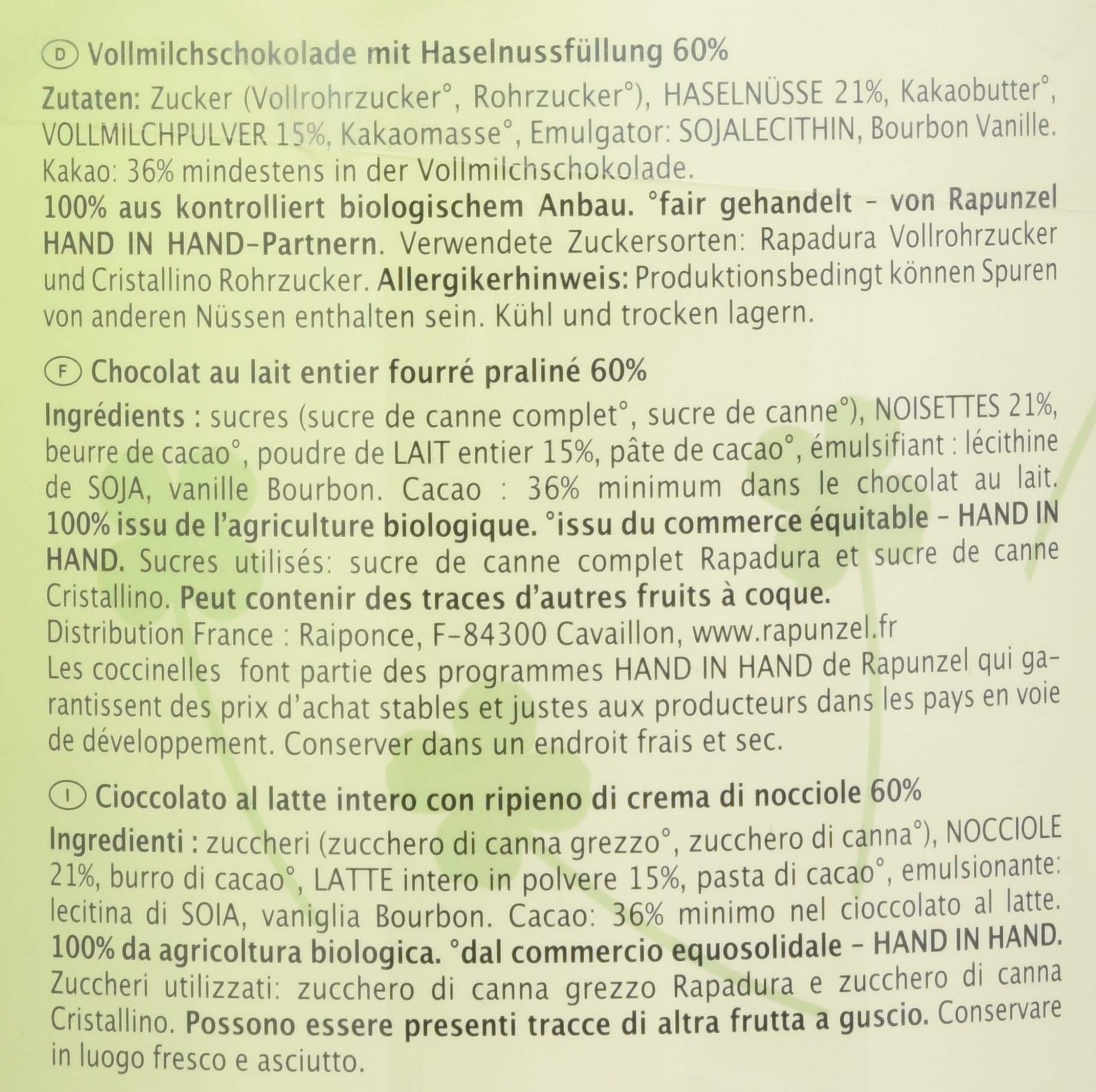 Rapunzel Glückskäfer gefüllt HIH, 1er Pack (1 x 800 g)