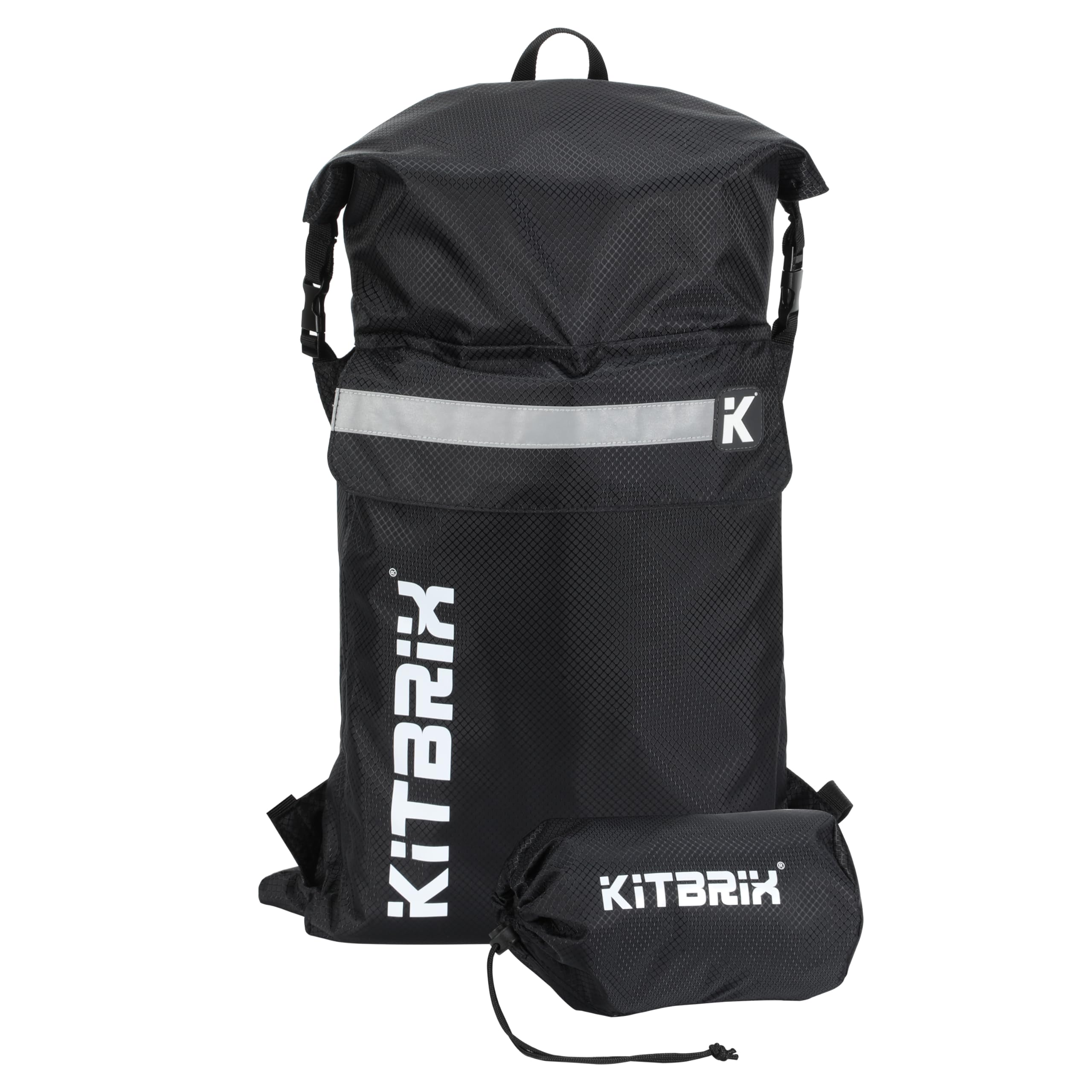 POKIT Mochila Day Bag - Mochila para ciclismo/senderismo - Mochila plegable impermeable 25L - Negro/Azul - Kit organizado