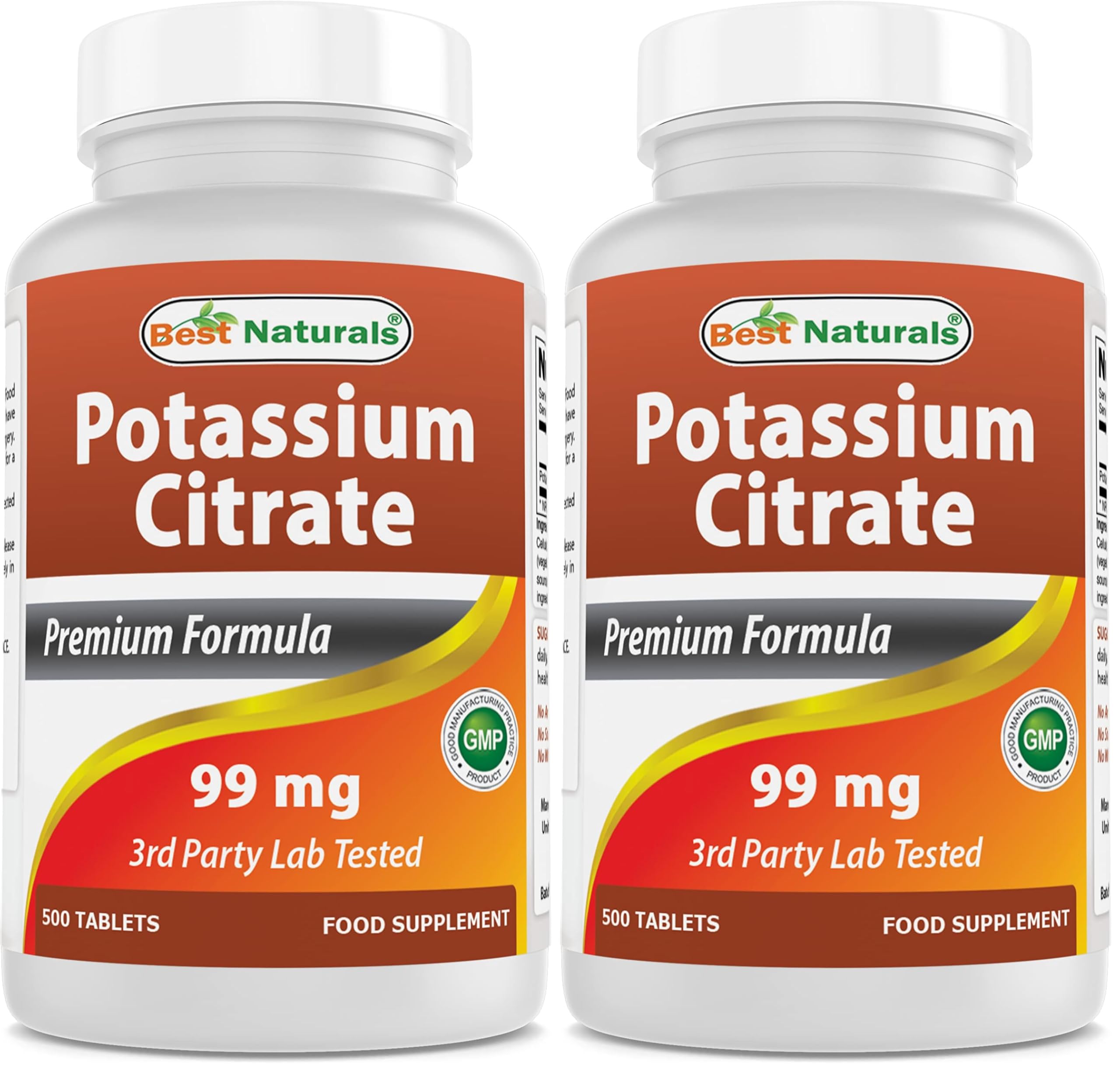 Best Naturals Potassium Citrate 99mg 500 Tablets - 3rd Party Lab Tested (Pack of 2) 500 Count (Pack of 2)