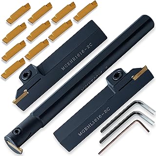Lathe Grooving Tool Set - 3PCS 5/8" Grooving Holder Turning Holder with 10pcs Indexable Carbide Inserts MGMN200 for Metal Lathe Cutting Tools