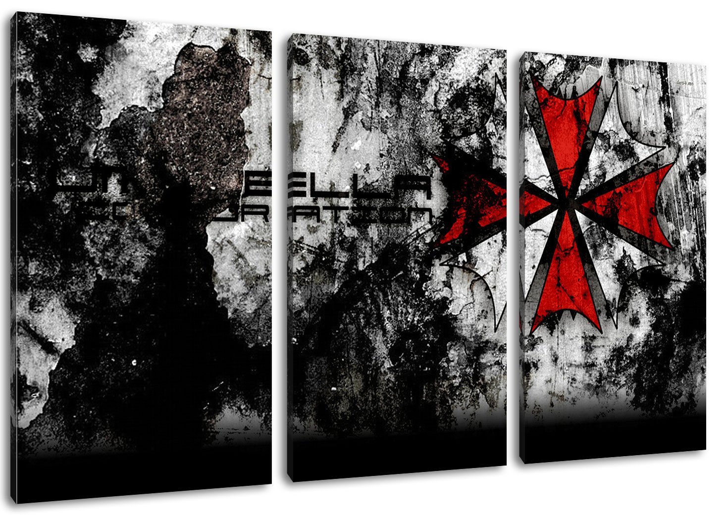 umbrella corporation 3-teilig auf Leinwand- Gesamtformat: 120x80 cm fertig gerahmte Kunstdruckbilder als Wandbild - Billiger als Ölbild oder Gemälde - KEIN Poster oder Plakat