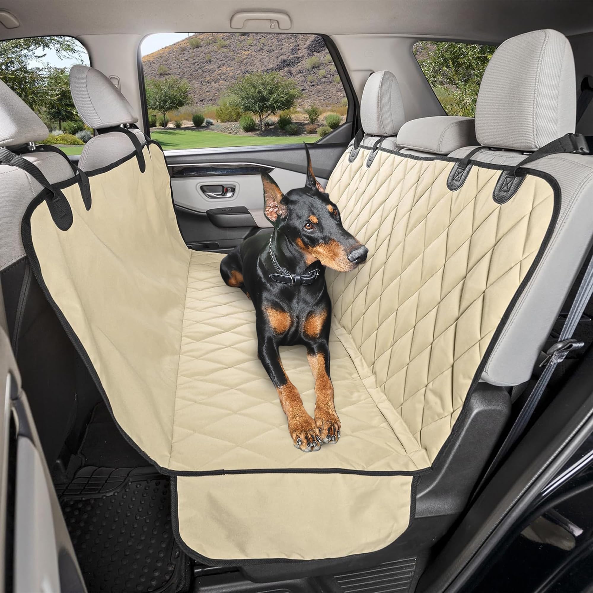4Knines Dog Backseat Cover with Hammock for Cars, SUVs, and Trucks – Waterproof Layers, Nonslip Seat Protector, Durable Nylon Clips, K9 Shield with