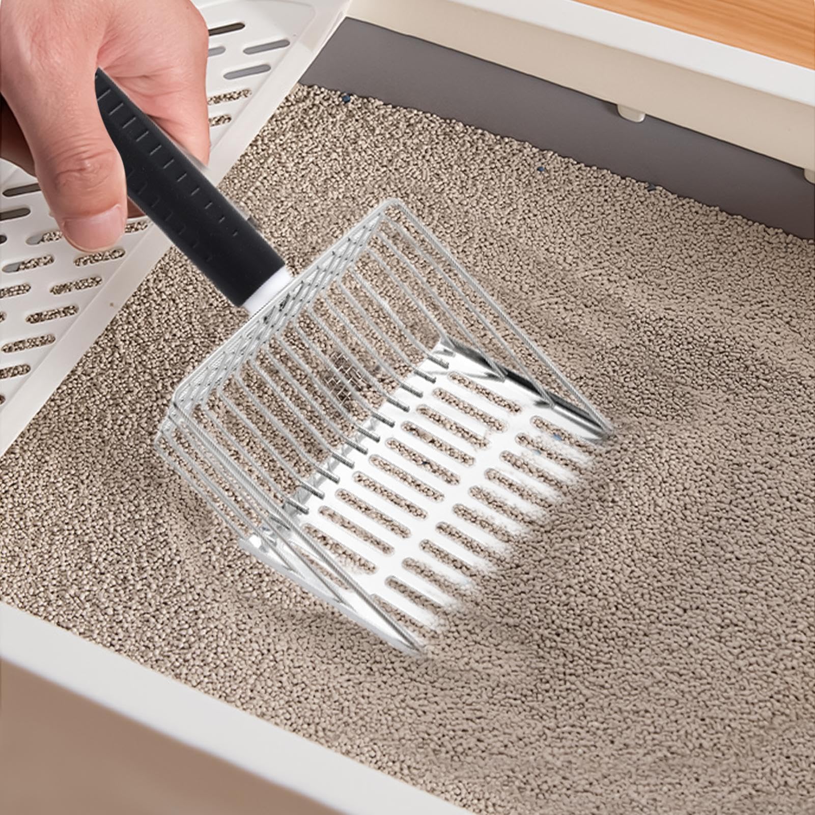 Recogedor De Gatos con Soporte Pala Limpiadora con Cribado Rápido | Pala Profunda para de Gato para excrementos de gato, perro, pequeñas mascotas y cribado de tierra