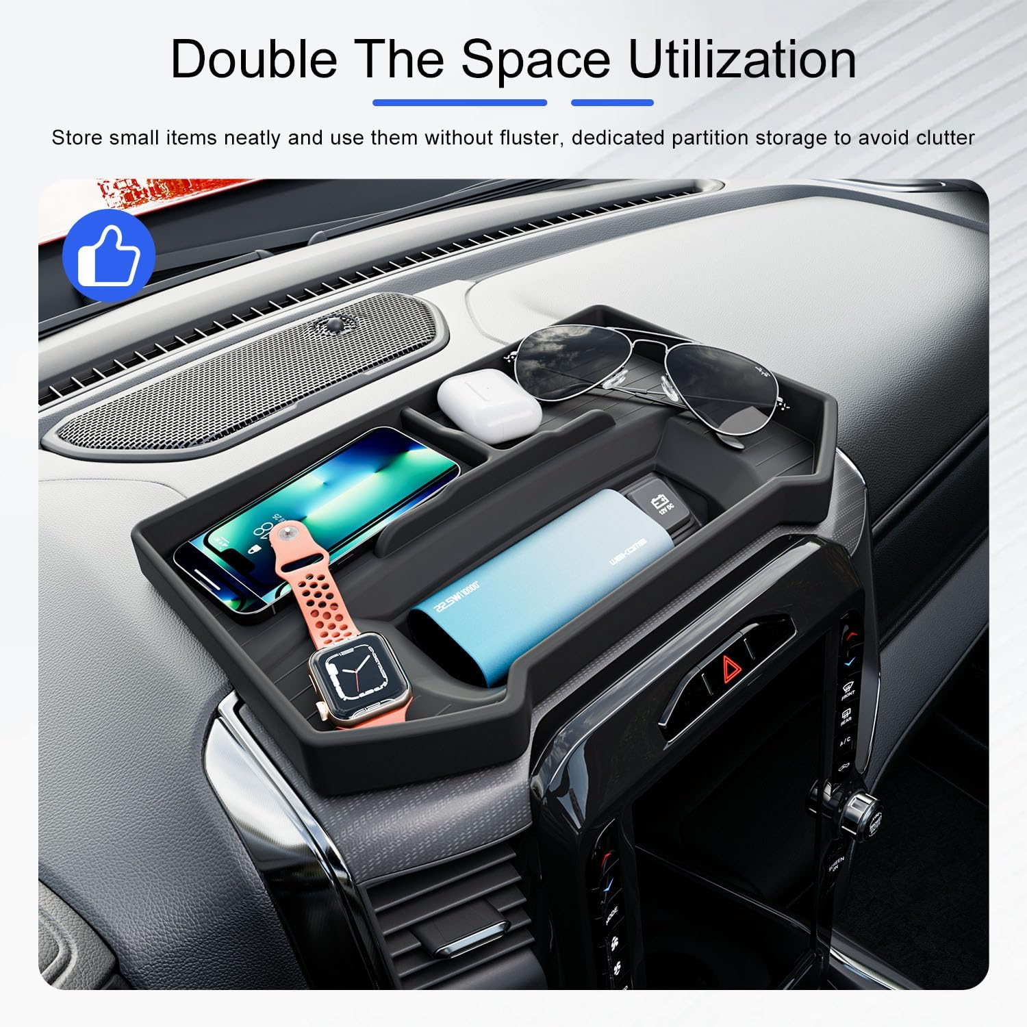 12 Inches Screen Dashboard Storage Organizer Compatible with 2019-2025 Dodge RAM 1500 Dashboard Storage Tray Replacement for 2019-2025 Dodge RAM 1500 Accessories