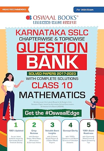 Oswaal Karnataka SSLC Question Bank Class 10 Mathematics Book Chapterwise &amp; Topicwise (For 2024 Exam) [Paperback] Oswaal Editorial Board