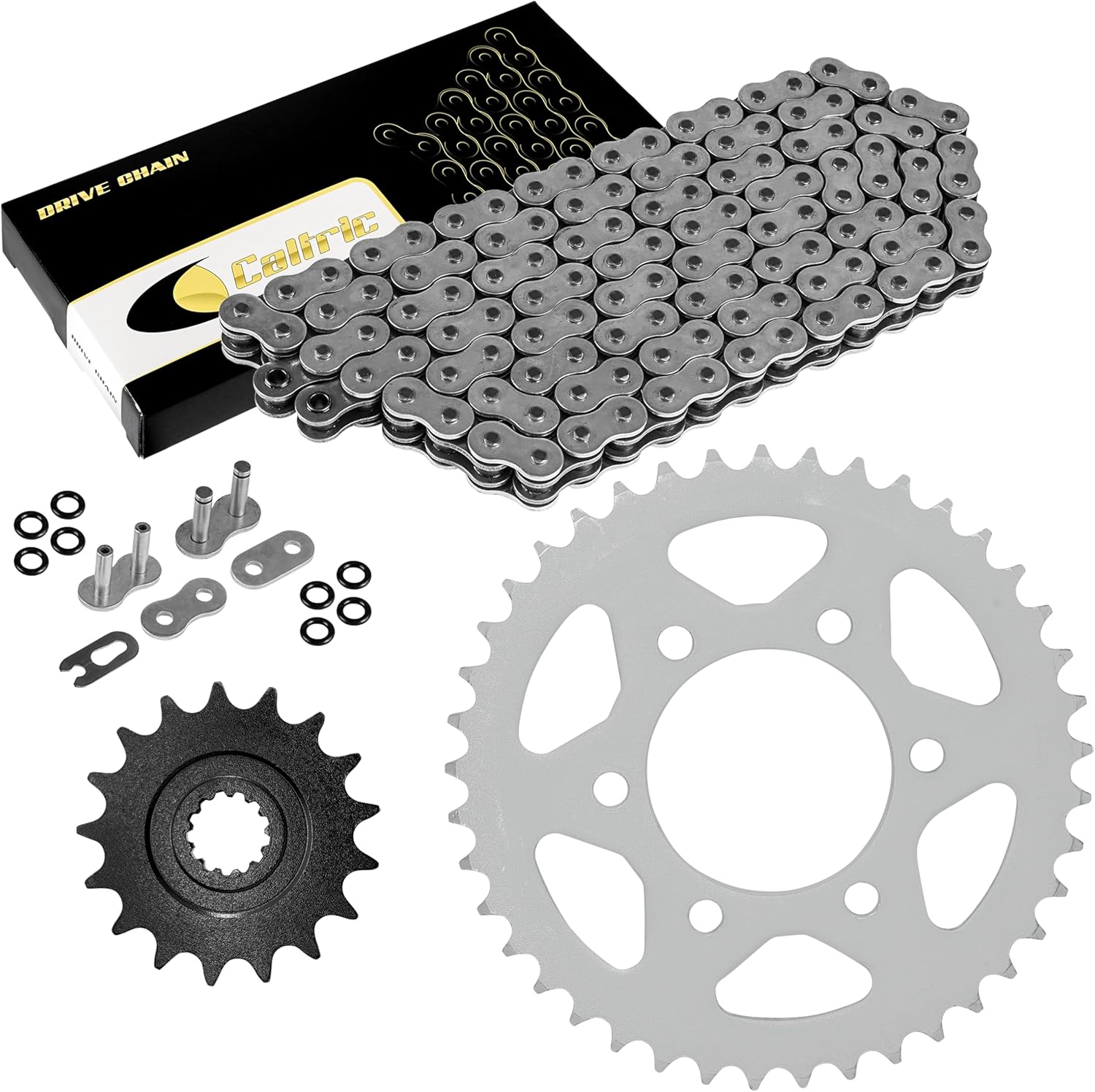 Caltric Steel O-Ring Drive Chain and Sprockets Compatible With Kawasaki ZX1000 Ninja ZX10R 2008-2010