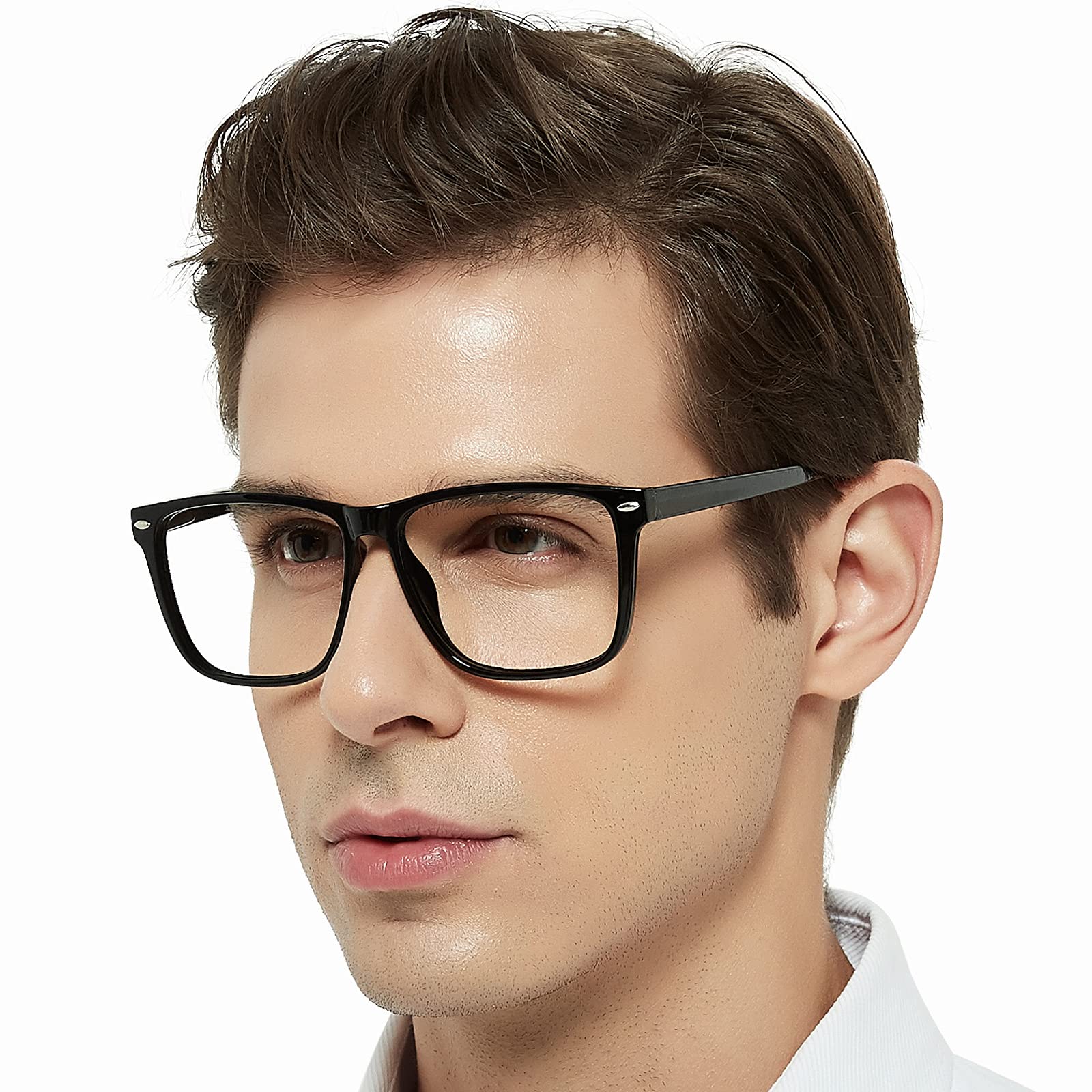 OCCI CHIARI Classic Reading Glasses 1.5 for Men, Mens Medium Readers Glasses, Rectangle Frame Reading Glasses Spring Hinge (Light Black,150)