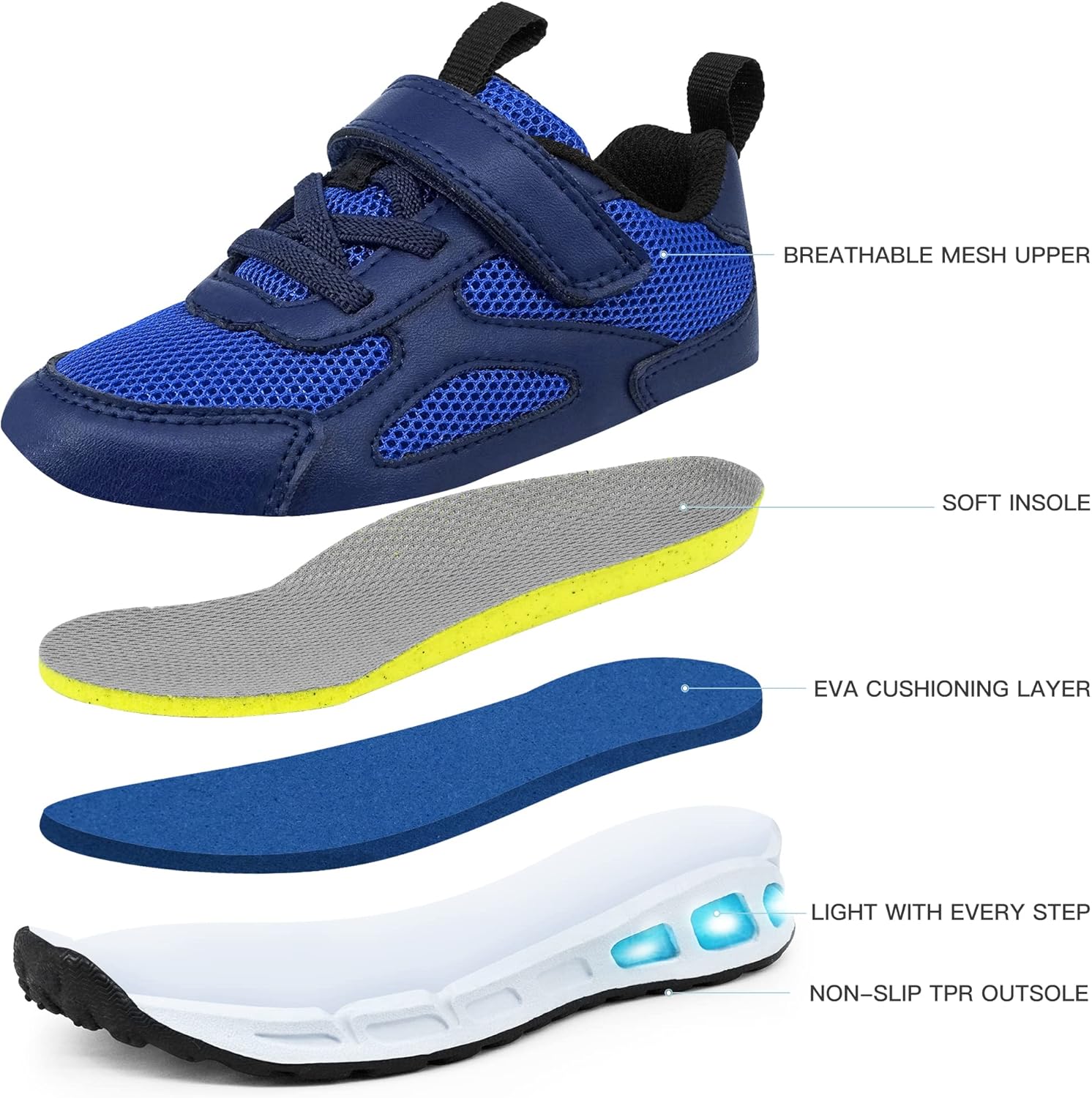 AMZZPIK Light Up Shoes for Boys Girls Toddler LED Flashing Sneakers Breathable Sport Walking Shoes for Kids - Image 4