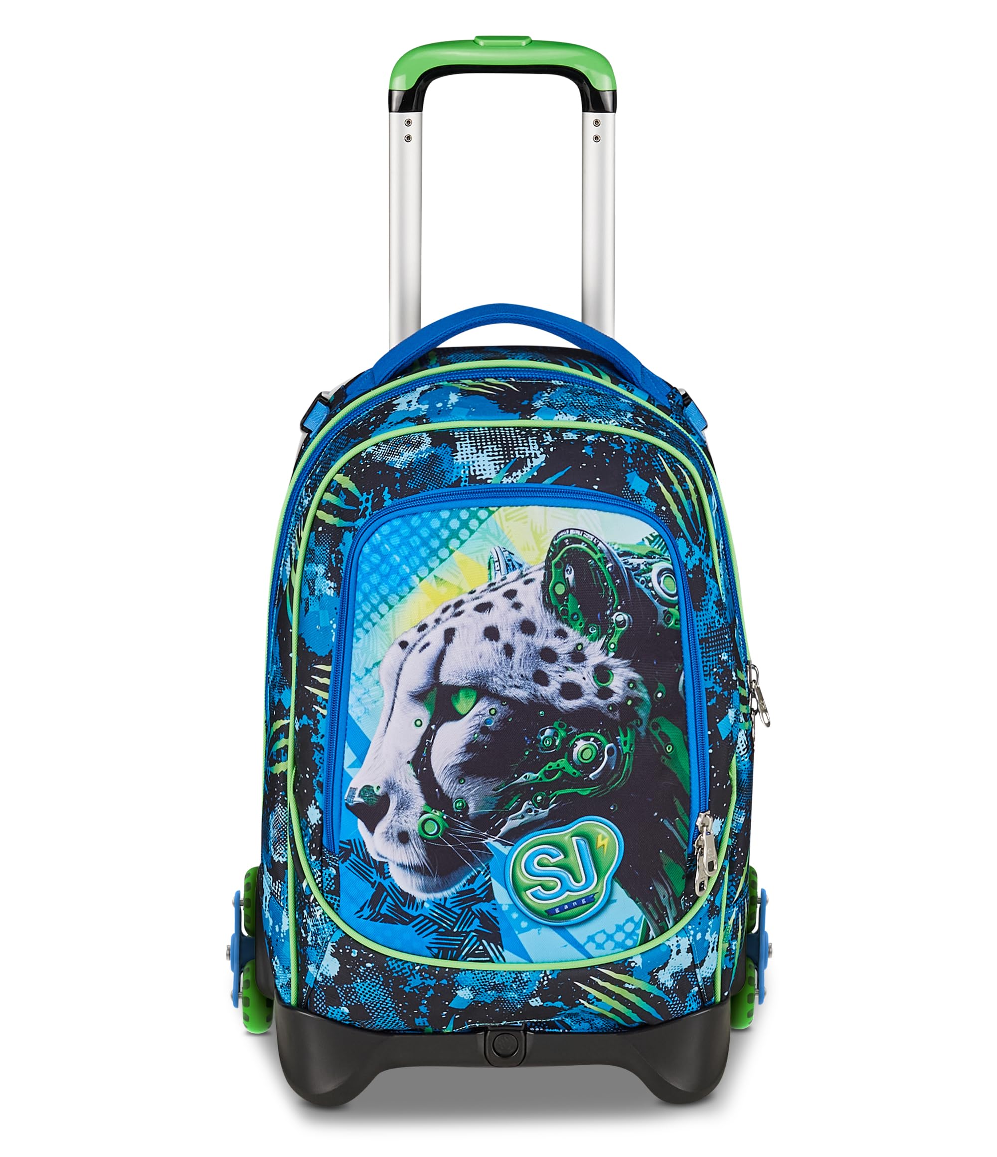 SJ GANG STYLE JAM GANG Trolley New Tech, 33 L, Triplo Uso, Zaino Sganciabile, Doppio Scomparto, Spallacci a Scomparsa, Tasca Porta Borraccia, Scuola e Tempo Libero, Turchese Fluo, Bambini, blu