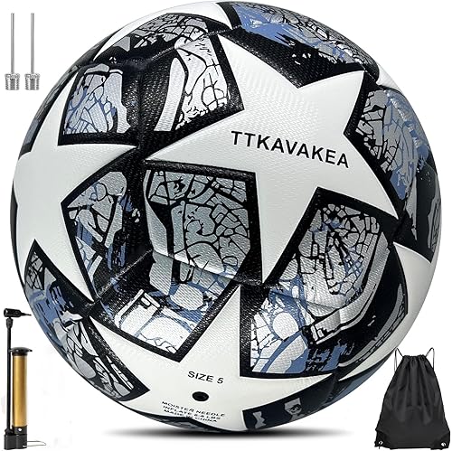 Soccer Ball Size 5,Waterproof PU Leather,Official Match Ball
