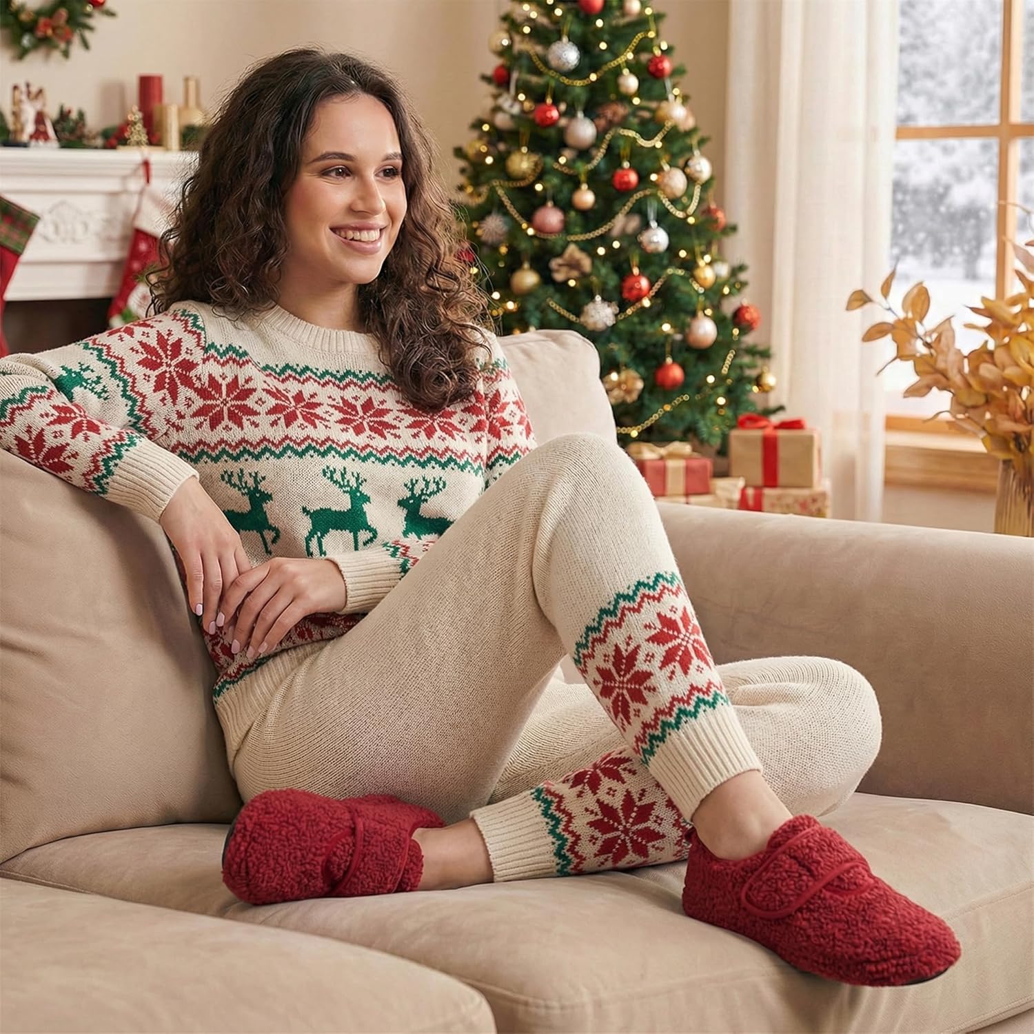 BARERUN Women Slippers Adjustable Wide Diabetic House Slippers for Women Soft-Lightweight House Shoes with Rubber Sole Indoor/Outdoor - Image 2