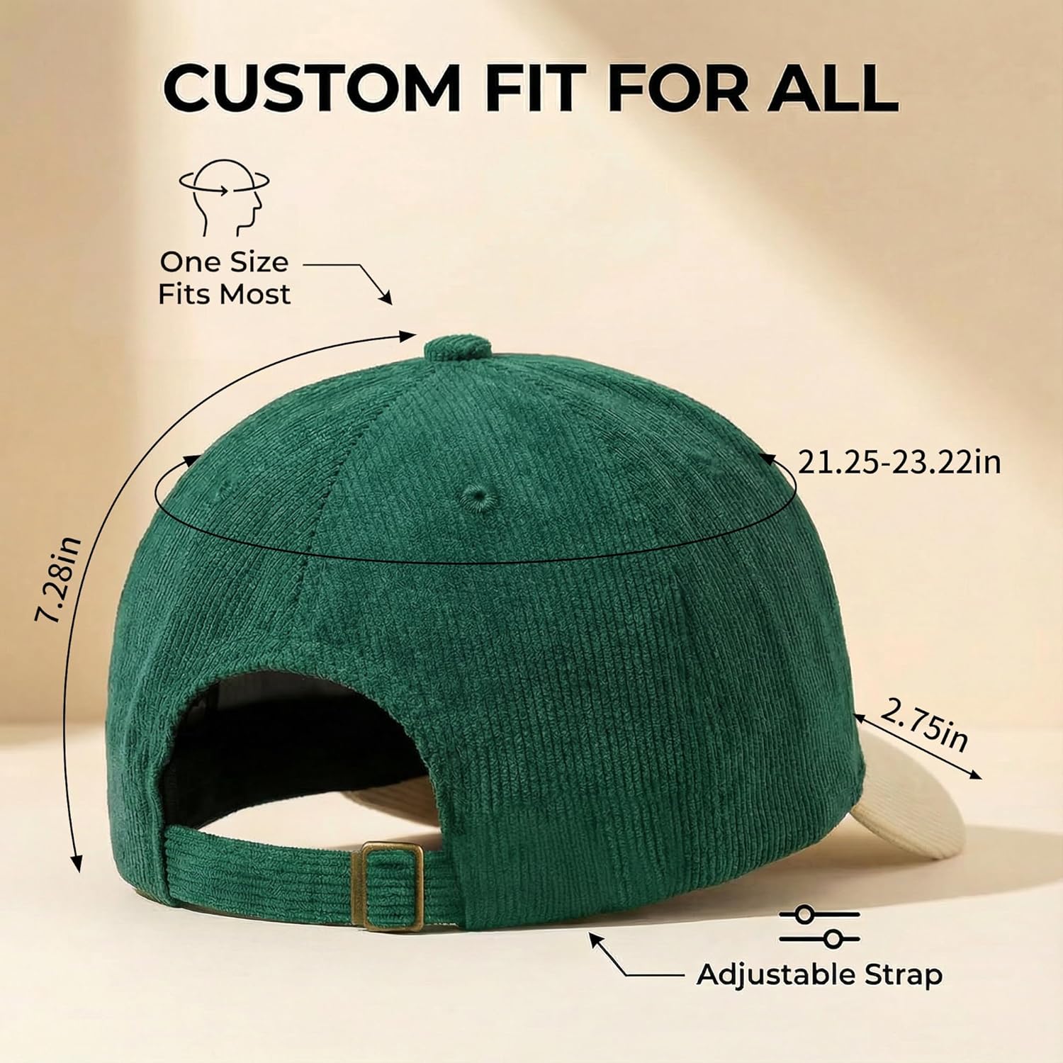 HH HOFNEN Baseball Cap Structured Corduroy Trucker Cap Vintage Adjustable Color Block Outdoor Hat for Men and Women - Image 5