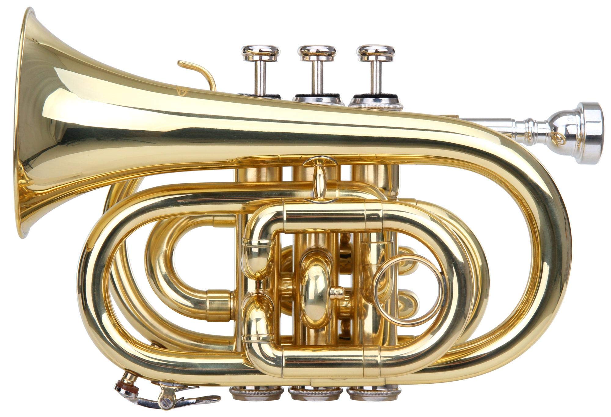 Classic Cantabile Brass TT-400 Trompette De Poche (Laiton, Pavillon Diamètre : 93 mm, Perce : 11,8 mm, Accord : Sib, incl. Étui léger, Embouchure, Chiffon, Gants) Vernis Clair
