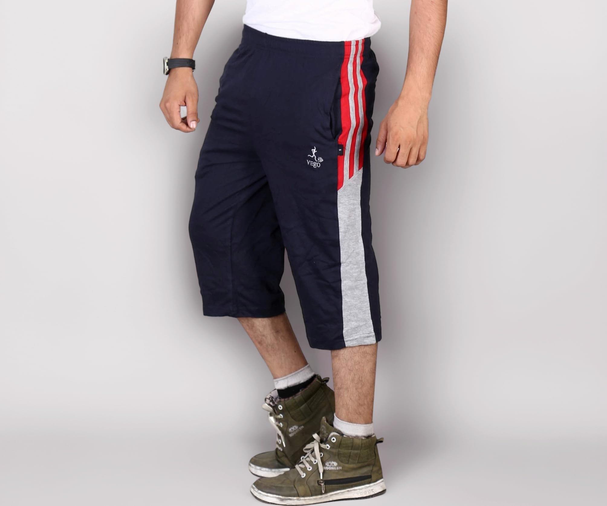 - Mens Cotton Three by Fourth, 3/4, Capri, Three Quarter Grey Plus Size