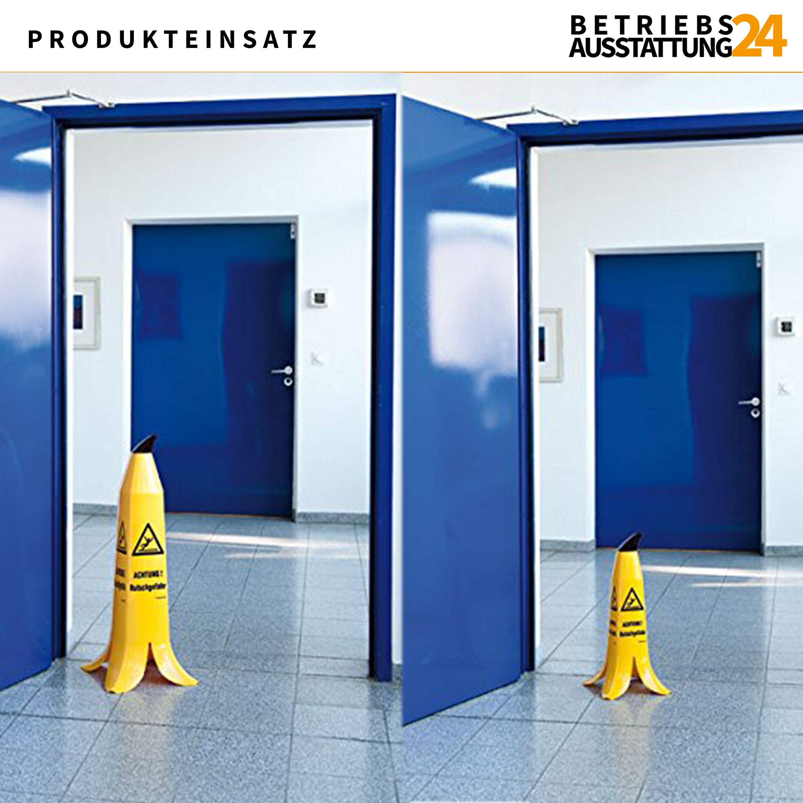 Warnbanane „Achtung! Rutschgefahr“ - Warnaufsteller in Bananenoptik - 4-seitig Bedruckt - Stapelbar - Signalgelb - Größe (90 cm, Gelb)