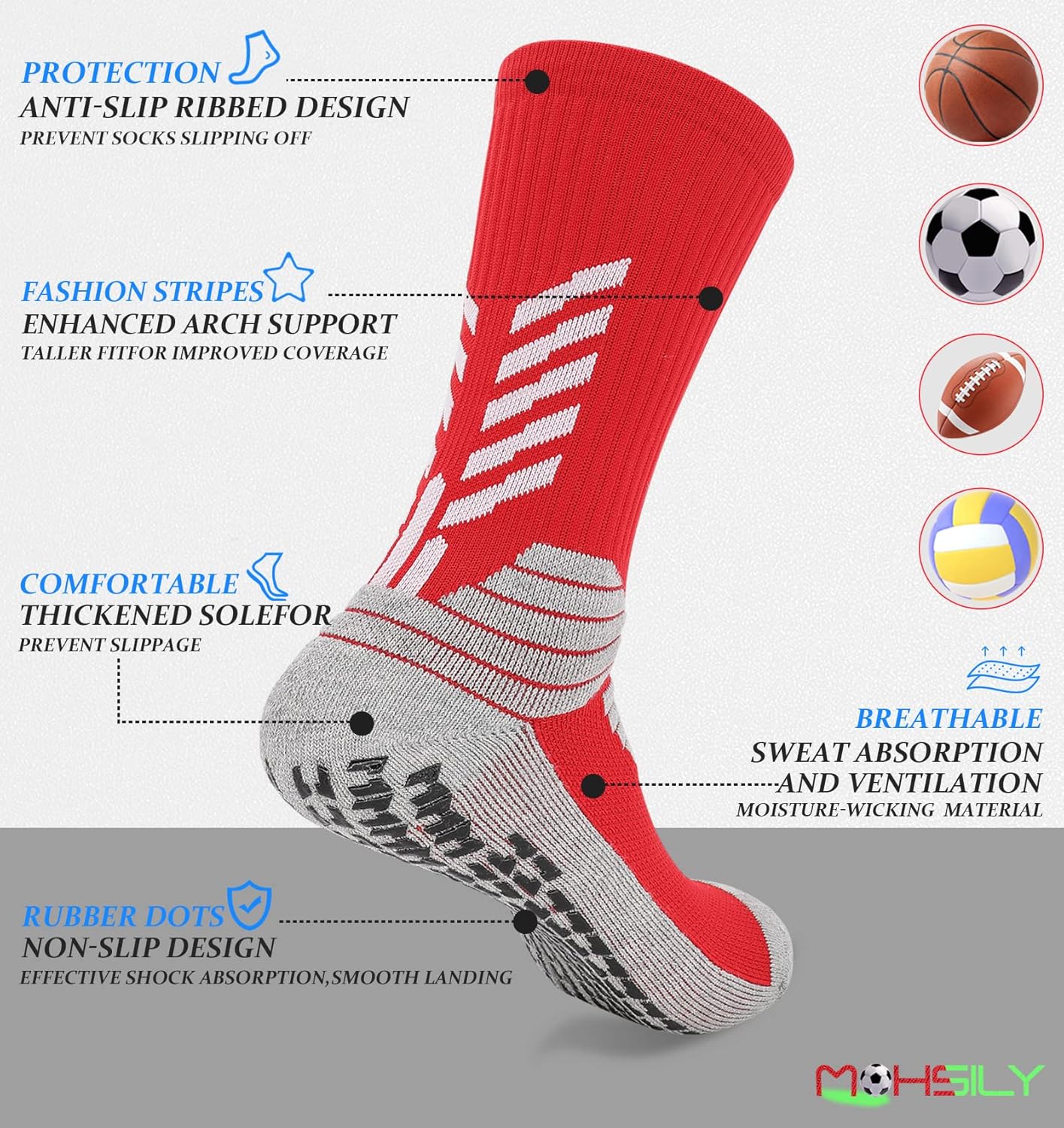 Mens Grip Socks Non Slip for Soccer,Hospital, Training,Anti Slip Grippers - Image 2