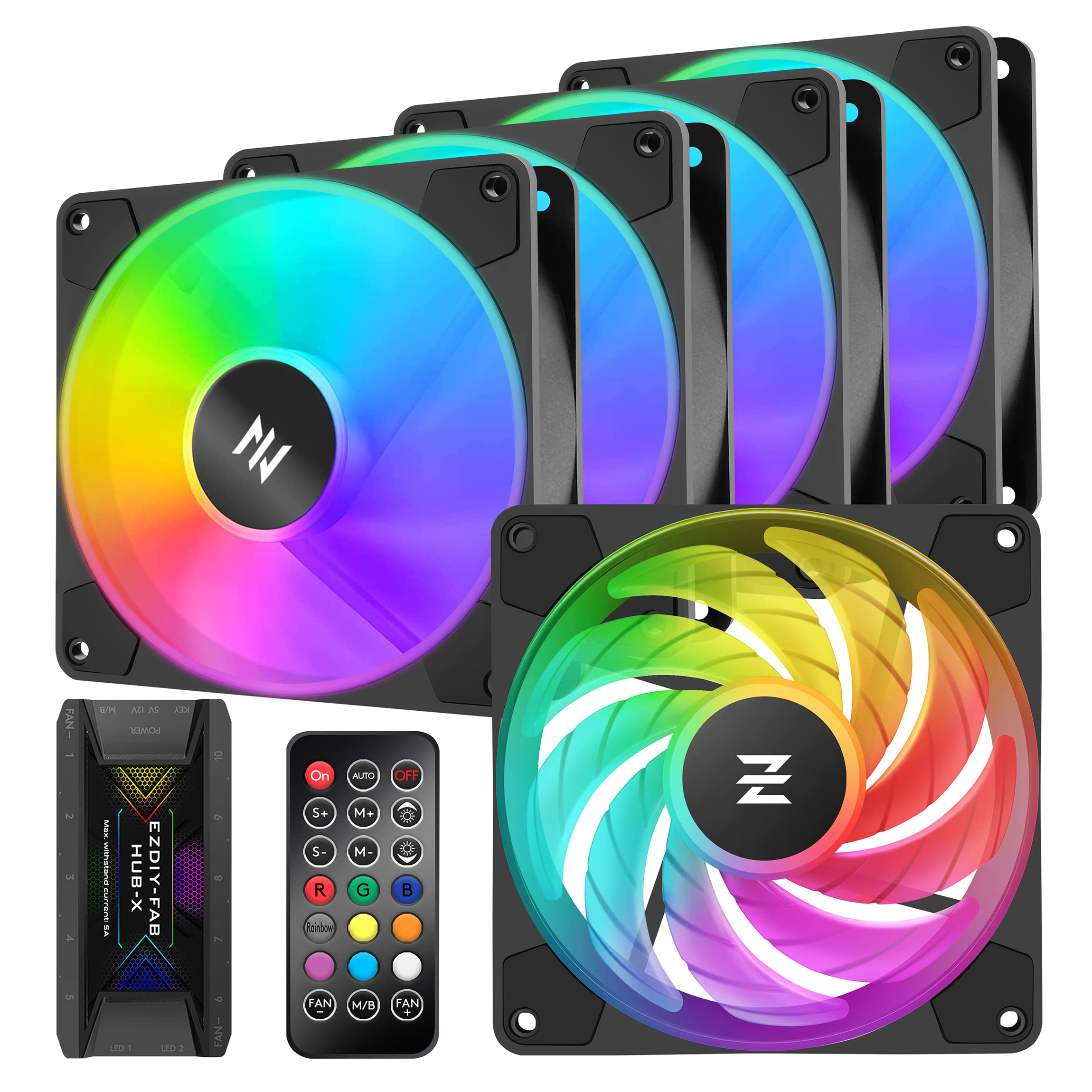 Buy EZDIYFAB Cube Fan Pro RGB Case Fan 120mm with Fan Hub X and Remote