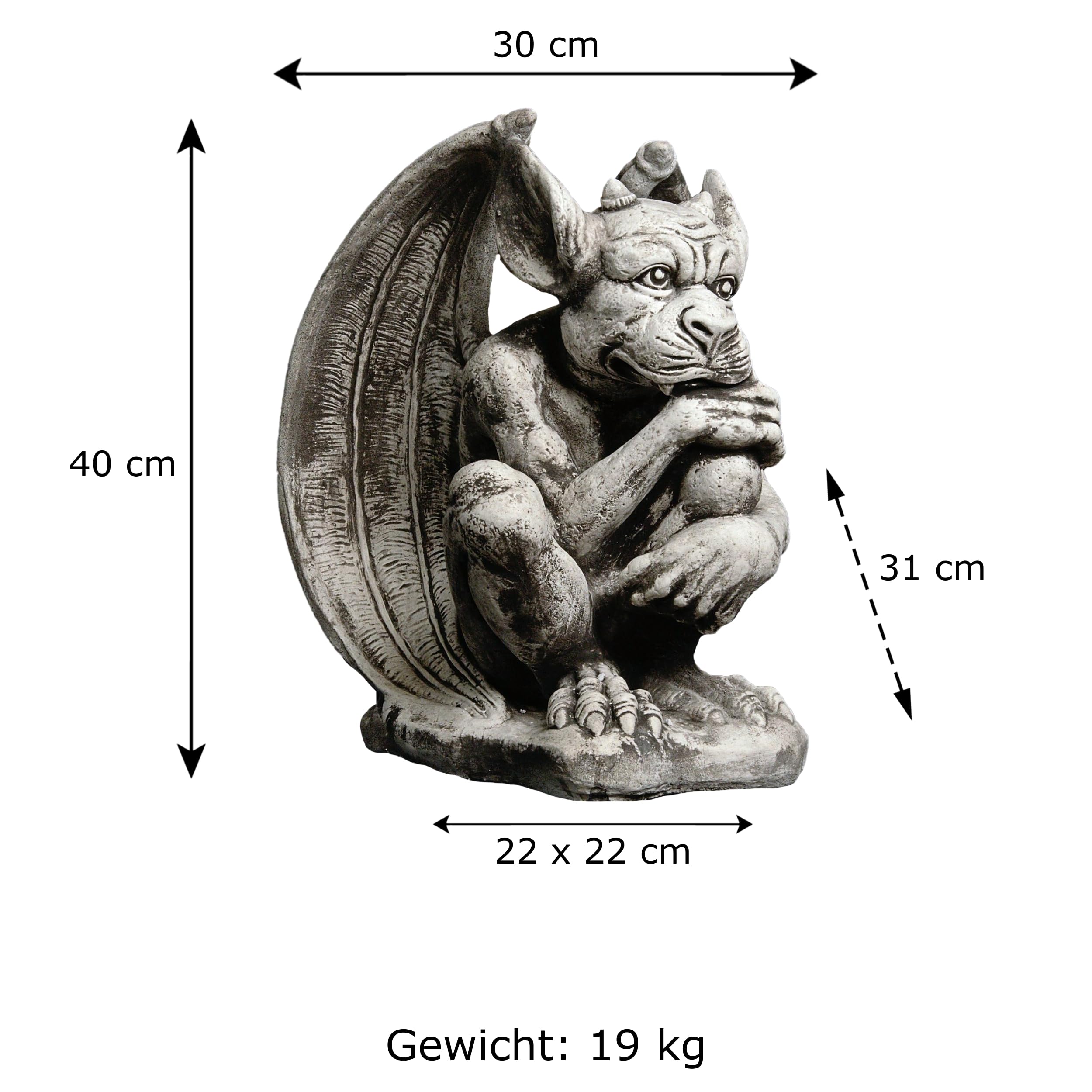 gartendekoparadies.de Grande massiccia figura di pietra Gargoyle - La guardia di guardia castone in pietra colata resistente al gelo