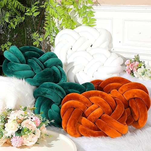 Miniatura 5 de Sintuff 2 almohadas de nudo para sofá, cojín decorativo suave para decoración del hogar, sofá, dormitorio, para añadir comodidad y estilo (blanco)
