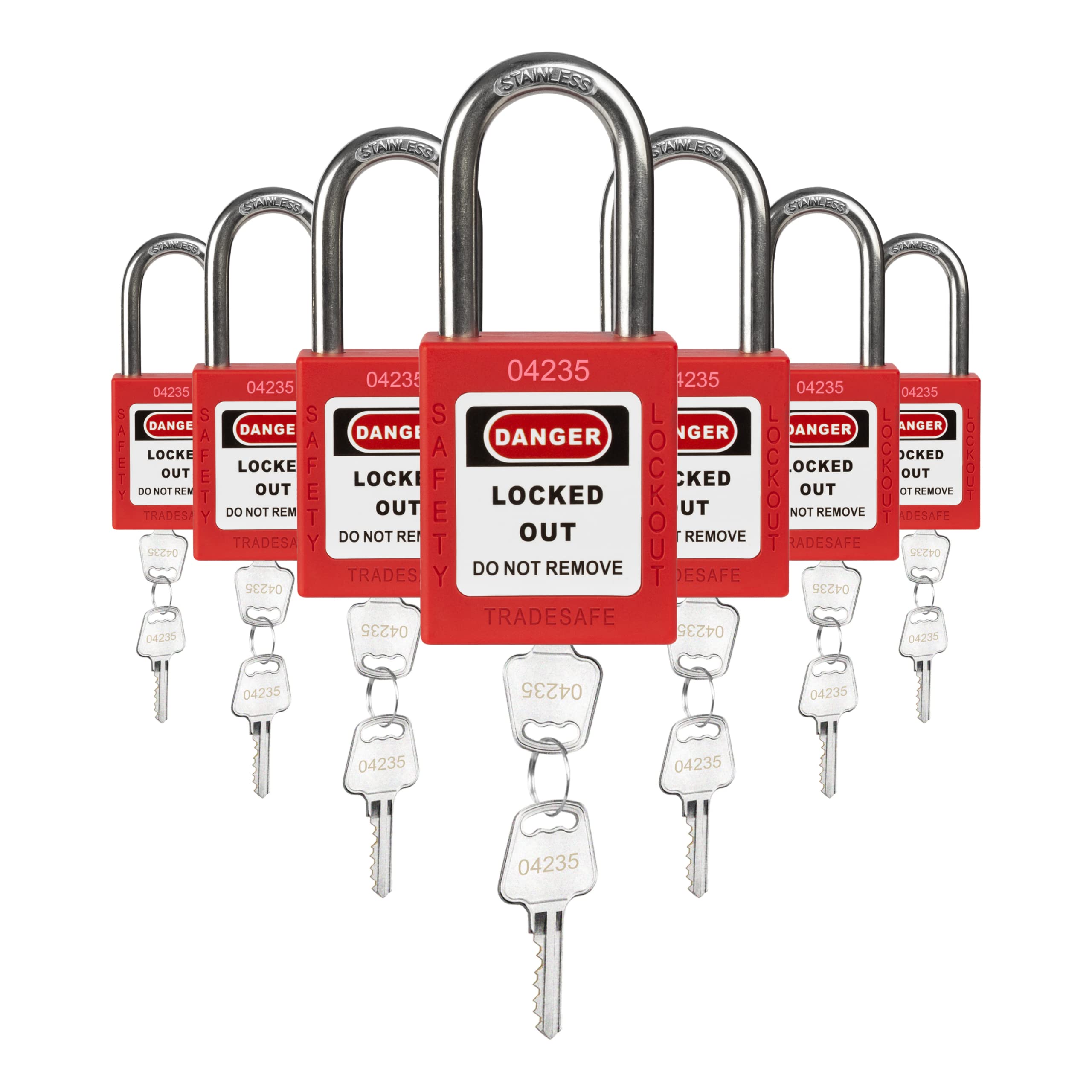 Buy TRADESAFE Lockout Tagout Keyed Alike Lock Set, 7Pack Keyed Alike