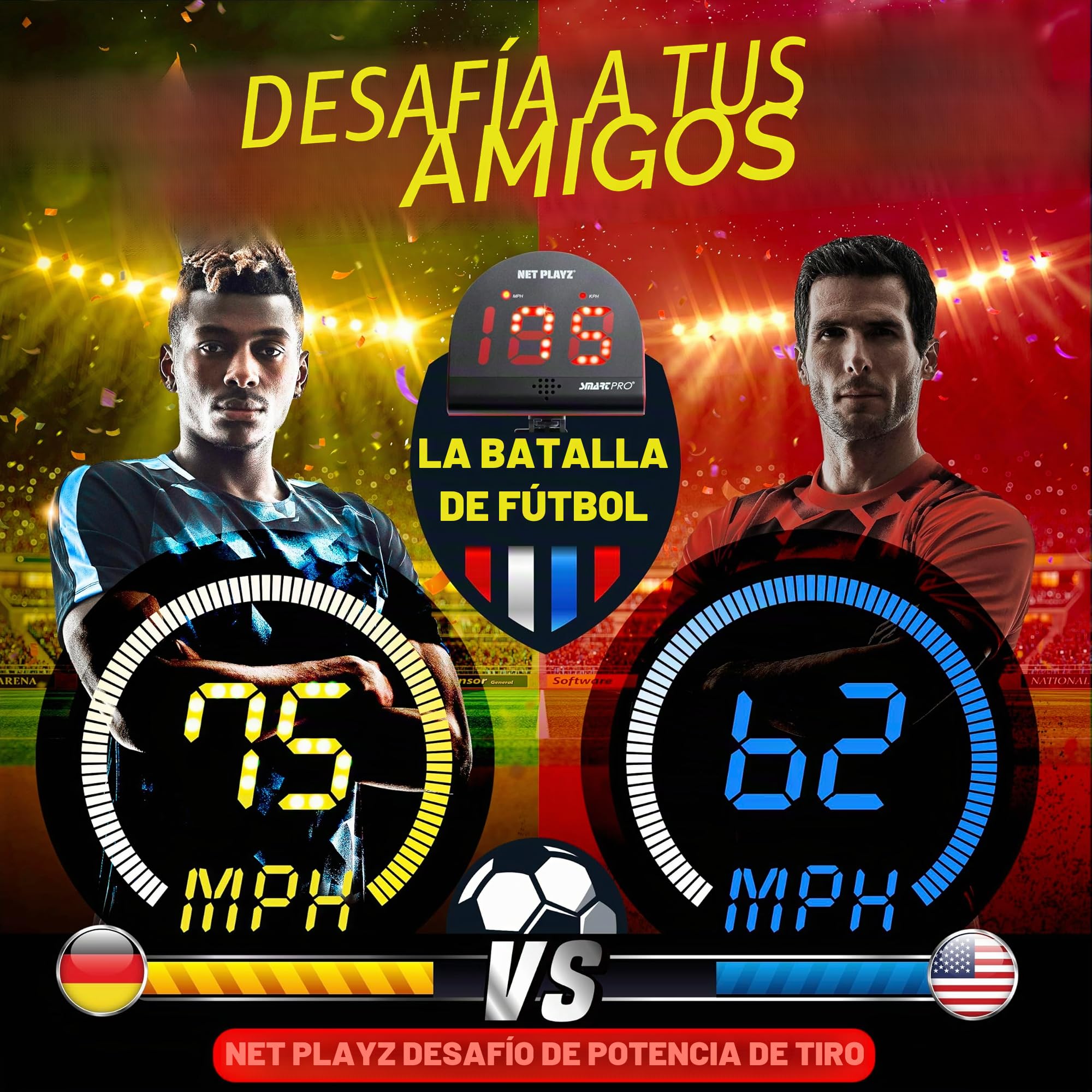 NET PLAYZ Radares de fútbol, equipos de entrenamiento con sensores de velocidad | Regalos de fútbol, gadgets y equipos de alta tecnología para jugadores de fútbol
