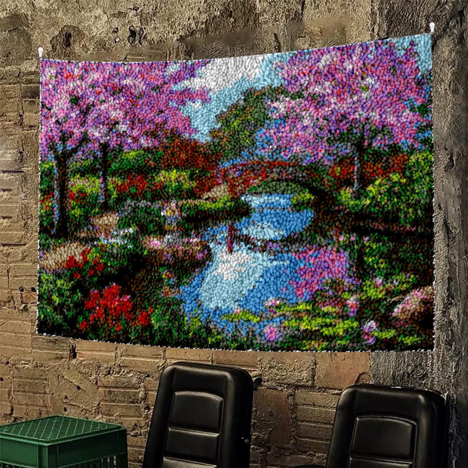 Tehocwiz Zestawy haczyków do haftu krzyżykowego zestaw do szycia z wiązaniem ściegiem 130x150 cm zestaw do tworzenia dywanów i płótna, zestaw do haftu z haczykiem dla dorosłych, początkujących
