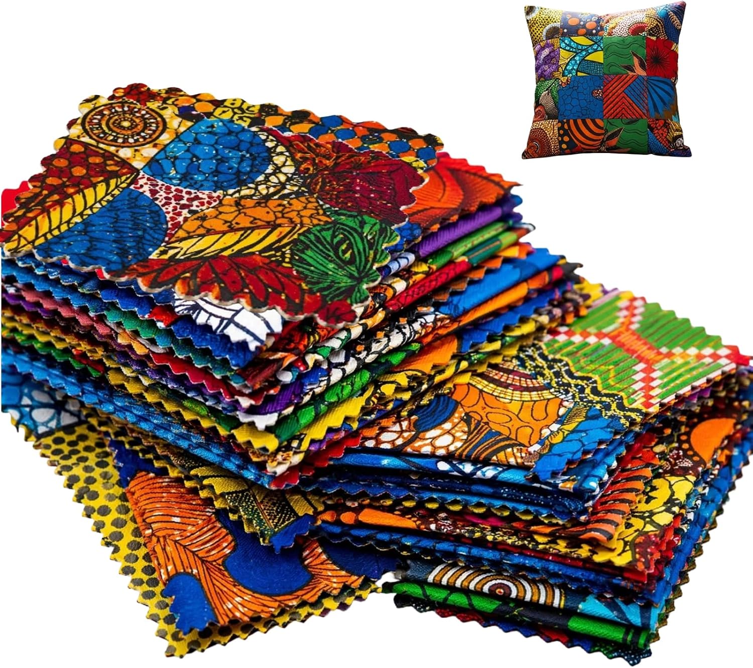Snocyo50 Pcs 5x5 African Wax Ankara Fabric Squares, Precut Quilting Bundles