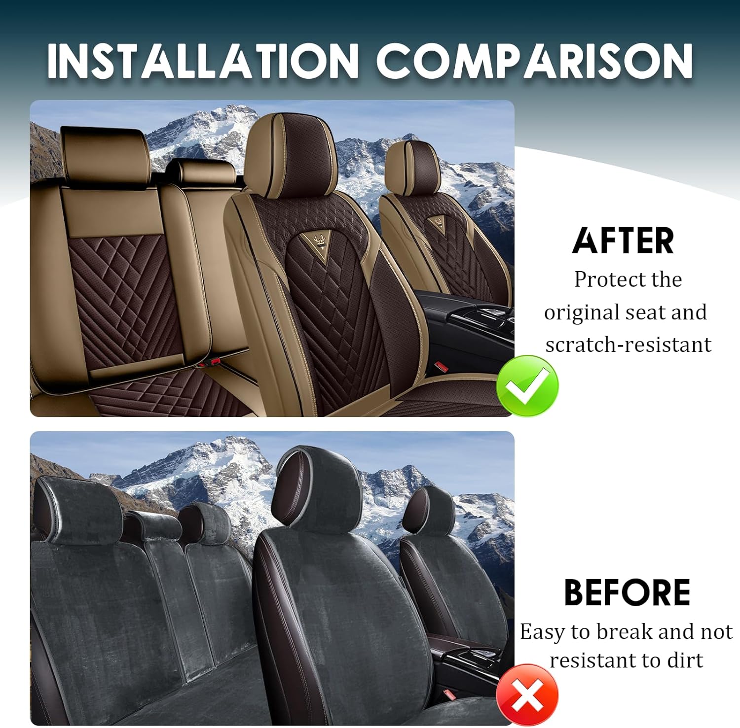 Car Seat Covers Fit for Nissan Sentra 2000-2025,2 Seats Non-Slip Nappa Leather Seat Cover, Airbag Compatible, Sports Car Seat Protector Premium Interior.(Standard 2 Seats,Beige Coffee)