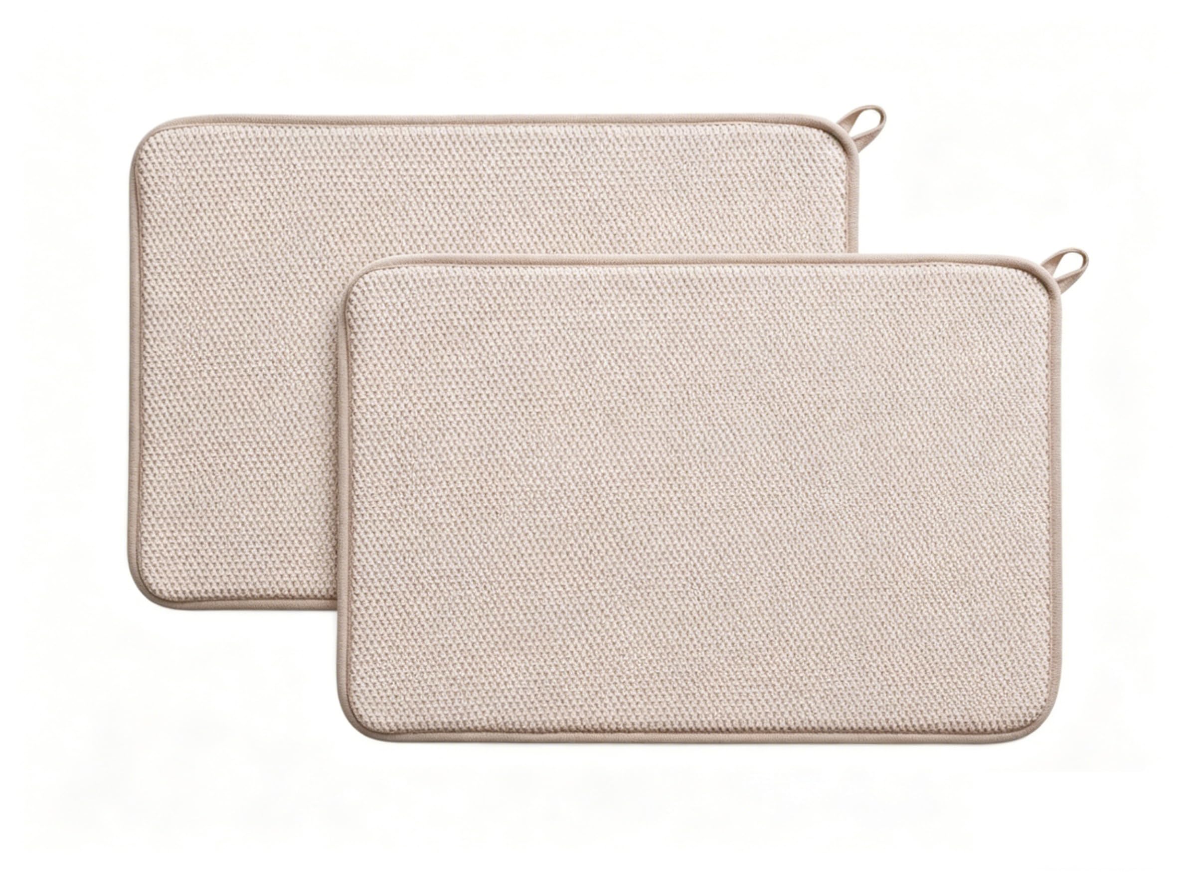 2Pcs Microfibre Dish Drying Mats, 38x50cm Absorbent Draining Board Mat, Washing Up Pad for Kitchen Countertop Tabletop Cutlery Glassware Beige