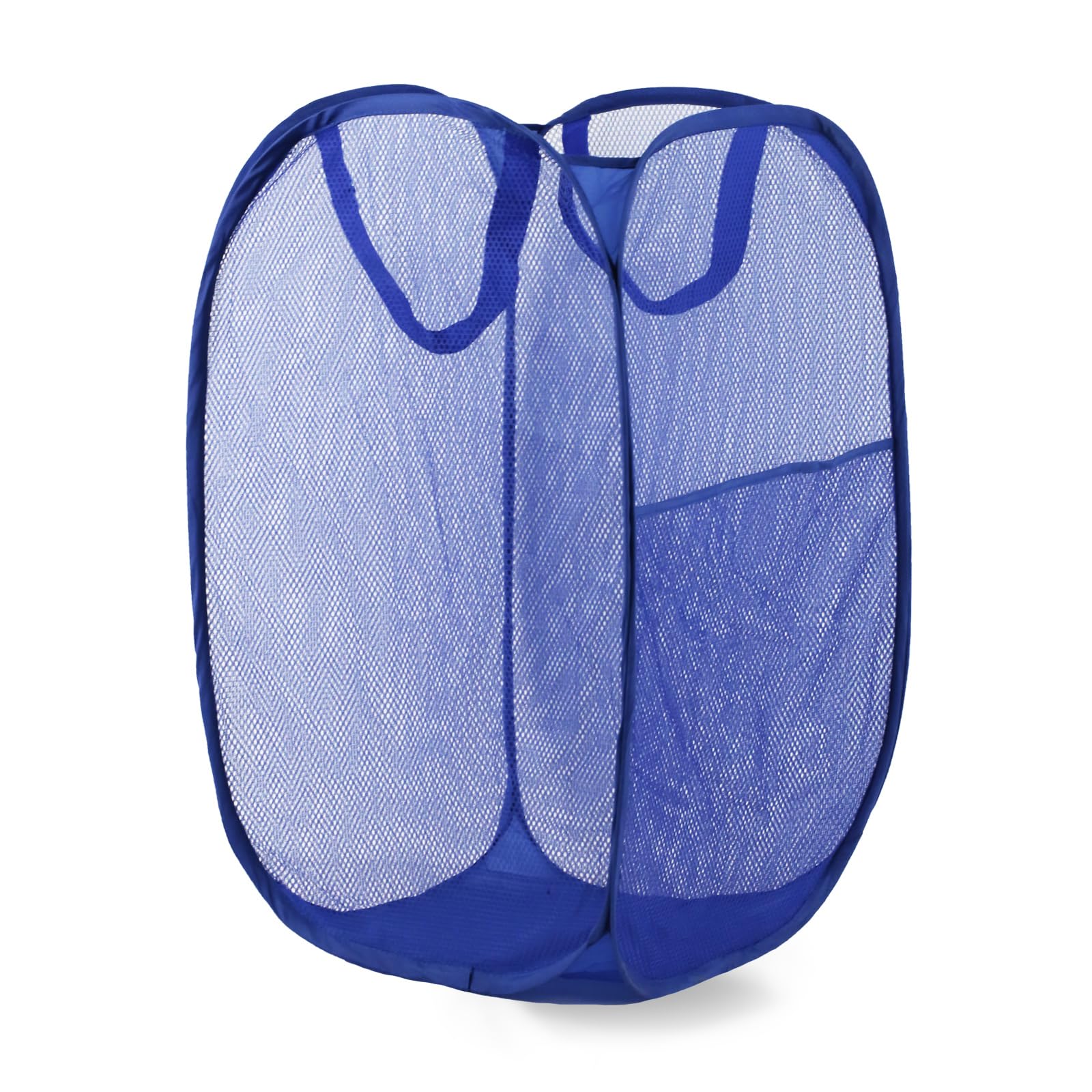 Pop Up Laundry Hamper, Mesh Laundry Basket Collapsible, Foldable Hamper for Travel and Storage (Blue)