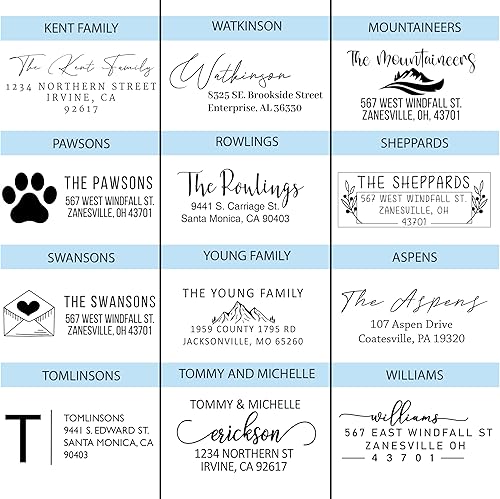 Miniatura 9 de Sello de dirección de devolución autoentintado personalizado  Personalizable para parejas, familias e individuos  Múltiples opciones de fuente y