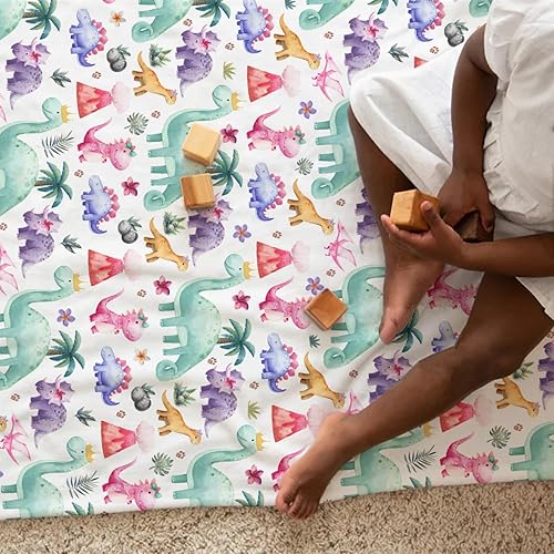 Miniatura 3 de HawSkgFub Manta de dinosaurio para niñas, regalo rosa y morado, para amantes de los dinosaurios tropicales, de franela de forro polar, manta de