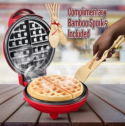 Miniatura 4 de Burgess Brothers Mini ChurWaffle Maker - Hace waffles, chaffles y gofres de churro de pan de maíz de 4 pulgadas, gran regalo de inauguración de la