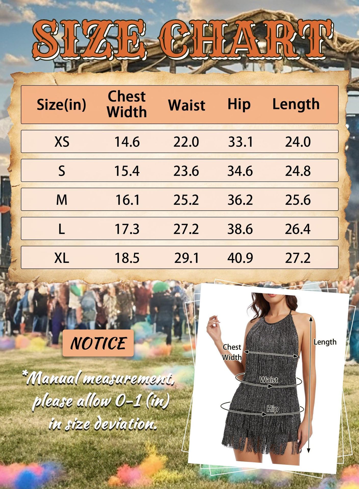 EVELUST Abito da donna con frange da concerto, stile western, con schiena scoperta, con scollo all'americana, tuta elastica, pagliaccetto per festival rodeo