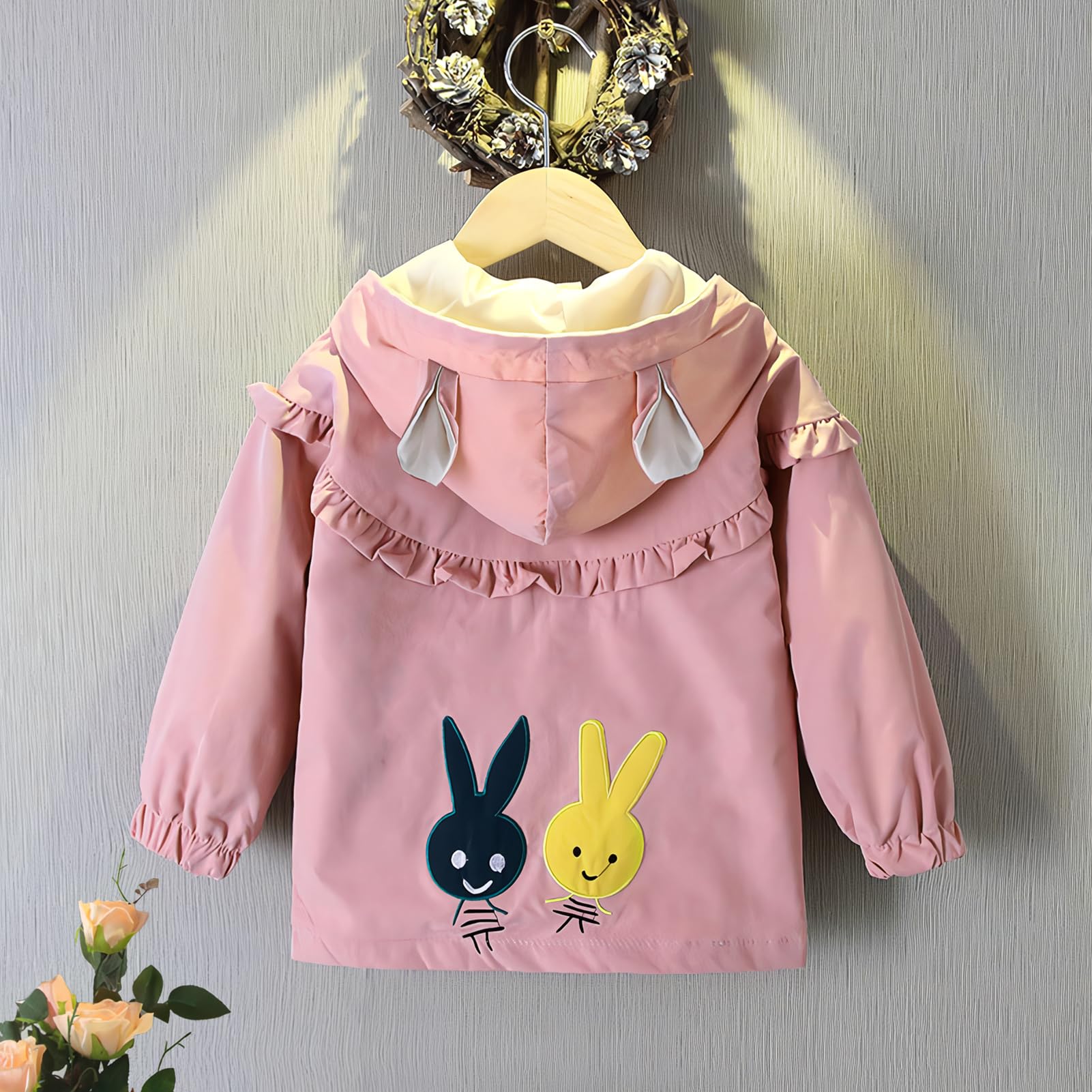 Veste Enfant Fille Manteau Coupe-vent Blouson à Capuche Trench-coat Bébé Respirant pour Printemps Automne