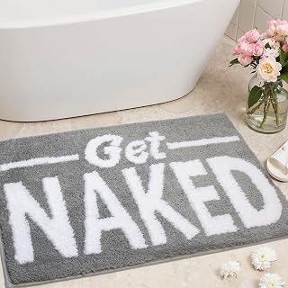 KOEXM Get Naked Bath Mat Cute Bathroom Rugs 16" x 24" Funny Bath Mat