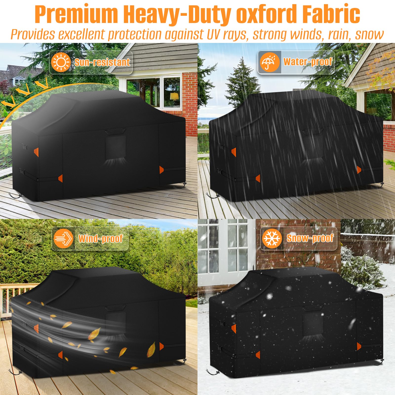 LYHNMW 86 Zoll Island Grill Abdeckung, Heavy Duty 600D Wasserdicht & Staubdicht | Outdoor Grill BBQ Covers Anti-UV Rip-Proof Island BBQ Grill Head Cover
