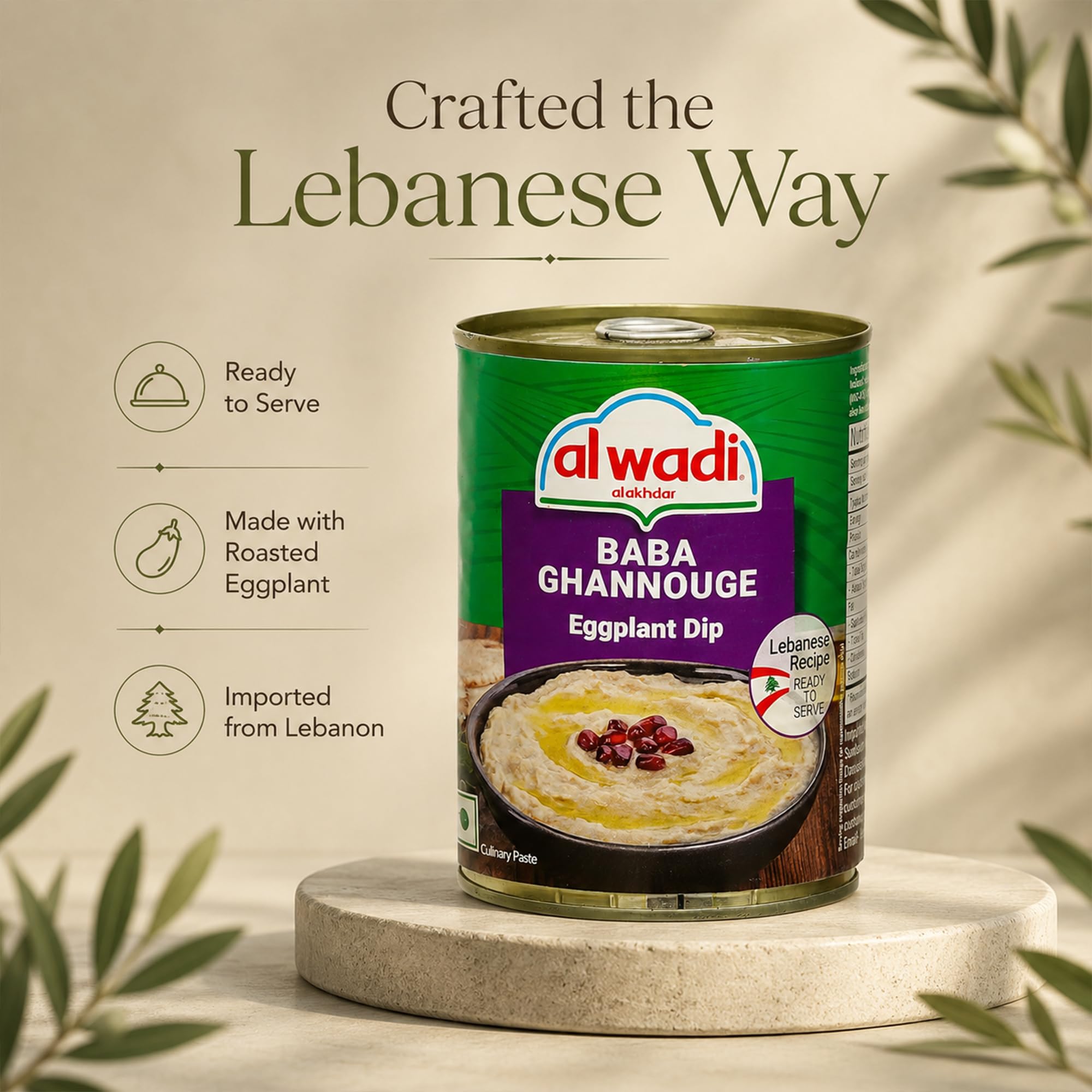 Al Wadi Baba Ghannouge Eggplant Dip 385g | Authentic Lebanese Recipe | Ready-to-Eat | Vegan & Healthy | Perfect Dip for Chips, Veggies, Falafel & More 2