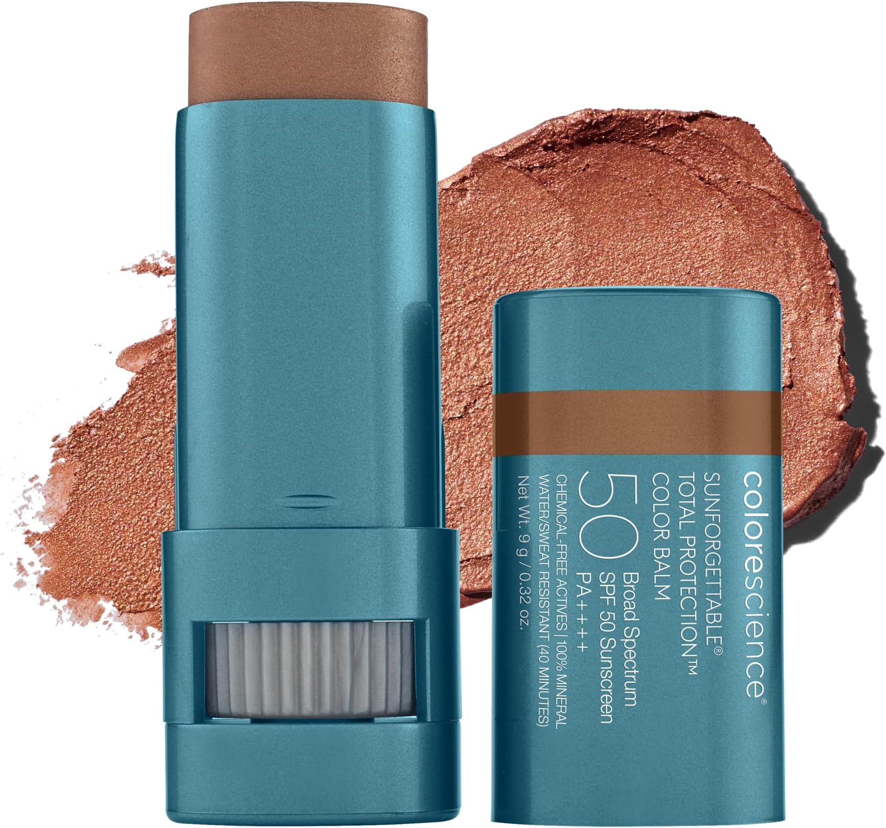 Colorescience Sunforgettable Total Protection Color Balm SPF 50, Mineral, Broad Spectrum, Buildable Lip & Cheek Color, Bronze, 1 ct.