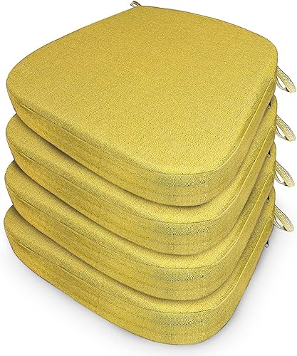 Miniatura 35 de Cojín para silla de comedor con lazos para sillas de comedor, almohadilla gruesa de espuma viscoelástica para silla de cocina, 17 x 16.5 x 1.5