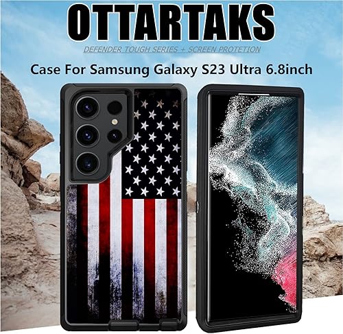 Miniatura 7 de Funda compatible con Samsung Galaxy S23 Ultra con diseño de bandera estadounidense antigua con protector de lente de cámara protección de grado