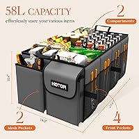 Vista 2 de HOTOR Foldable Trunk Organizer - SUV & Sedan Compatible, Sturdy 2-Compartment Grey Car Accessory Organizer, 23.6"14.2"10.6
