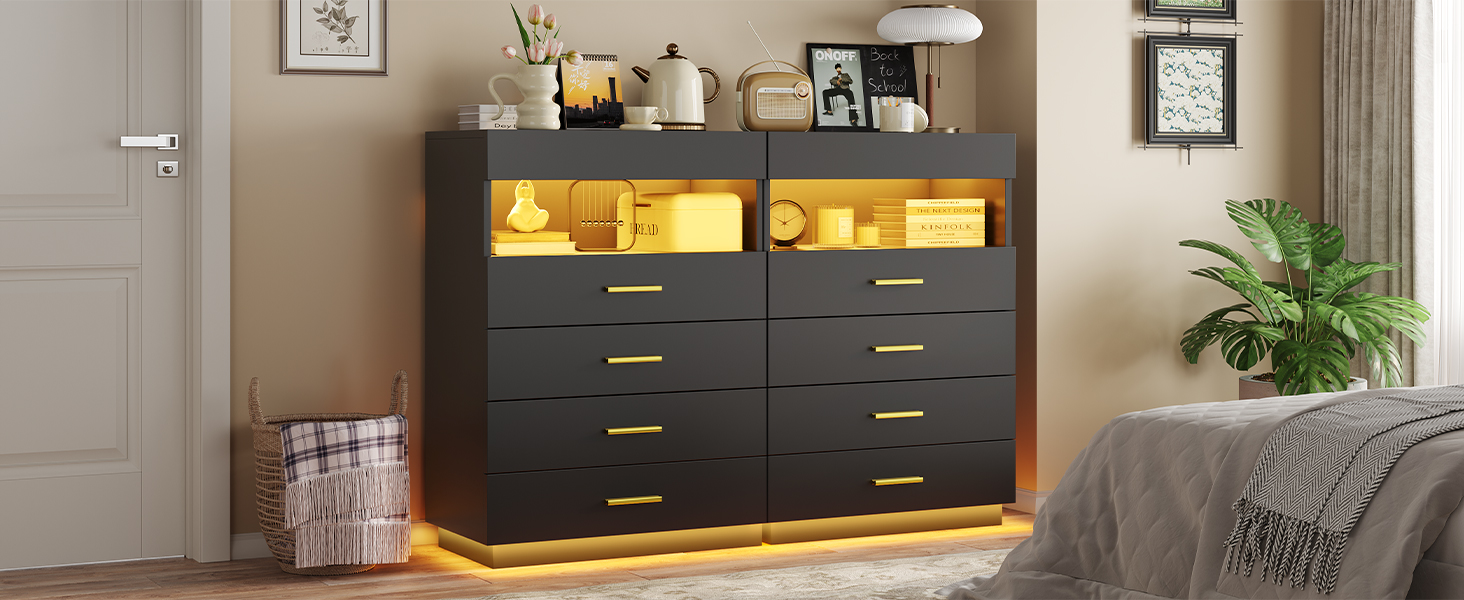 Amazon.com: BTHFST Black Dresser with LED Lights, Floating Tall