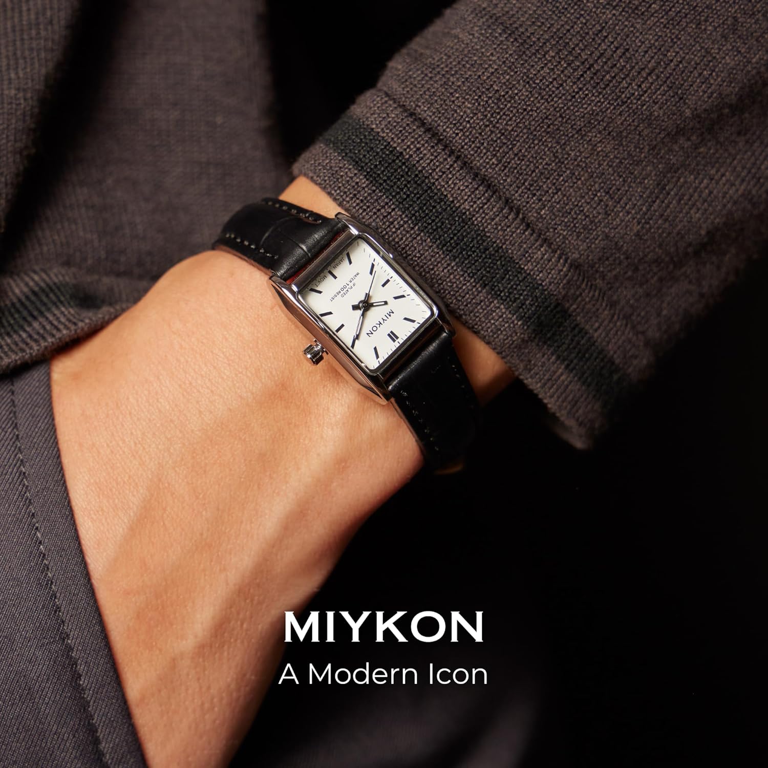 Miykon Dainty Vintage Tank Square Dress Watches for Women – Genuine Leather Band, Second Hand, Japanese Quartz, Water Resistant - Image 2