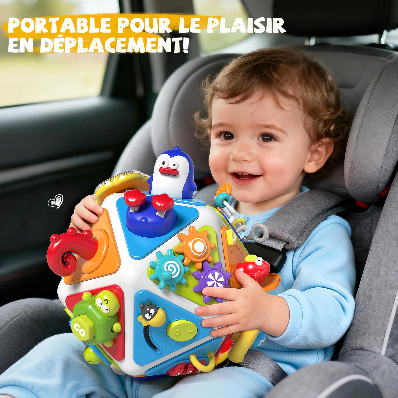Jouet Cube d'Activité 20 en 1 Montessori Sensoriel de Voyage pour Enfants 1-3 Ans