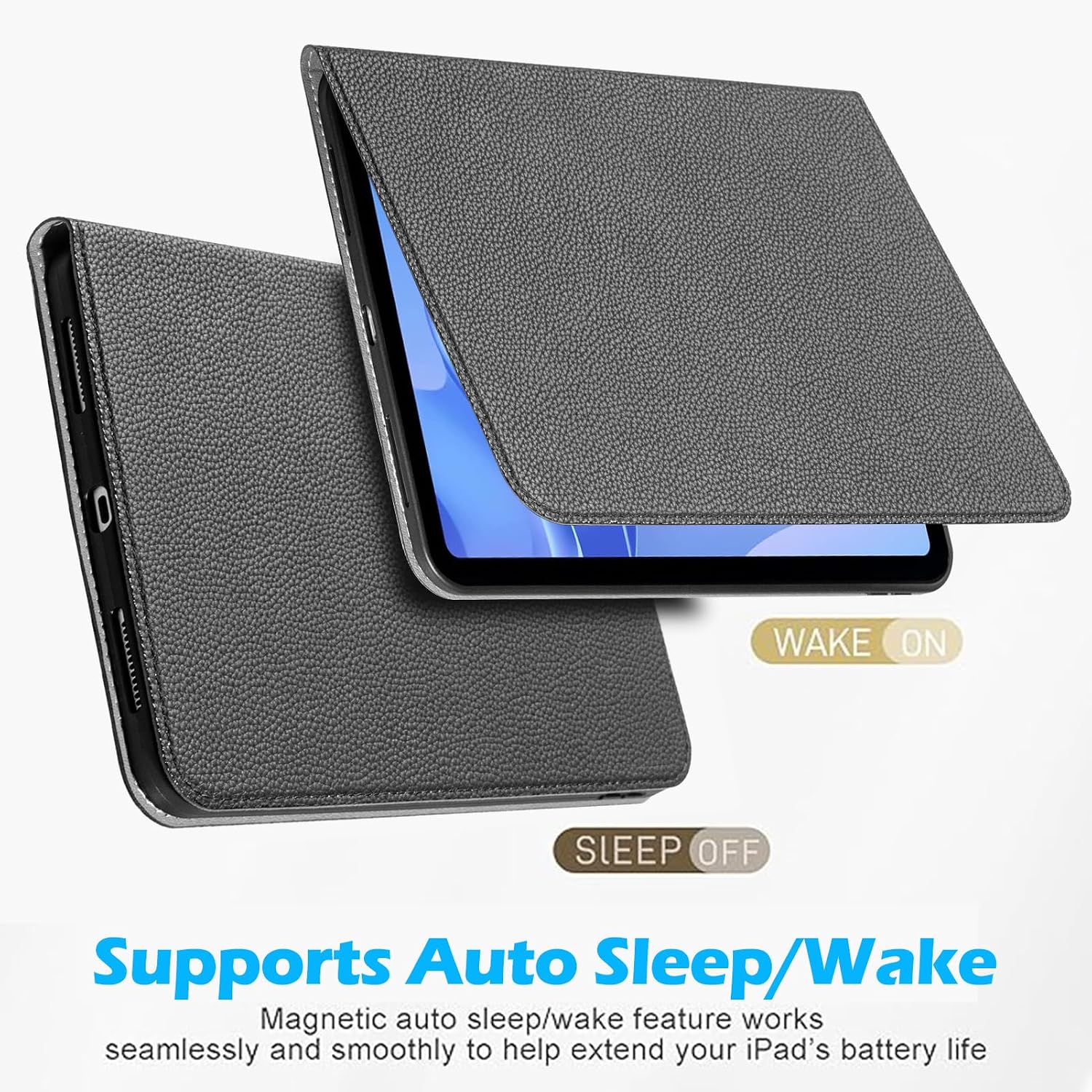 Leather Case for iPad 11th/10th Gen (11&10.9 inch, 2025-2022) | Shockproof Smart Cover | Adjustable Stand | Auto Wake/Sleep | Multiple View Angles | Black