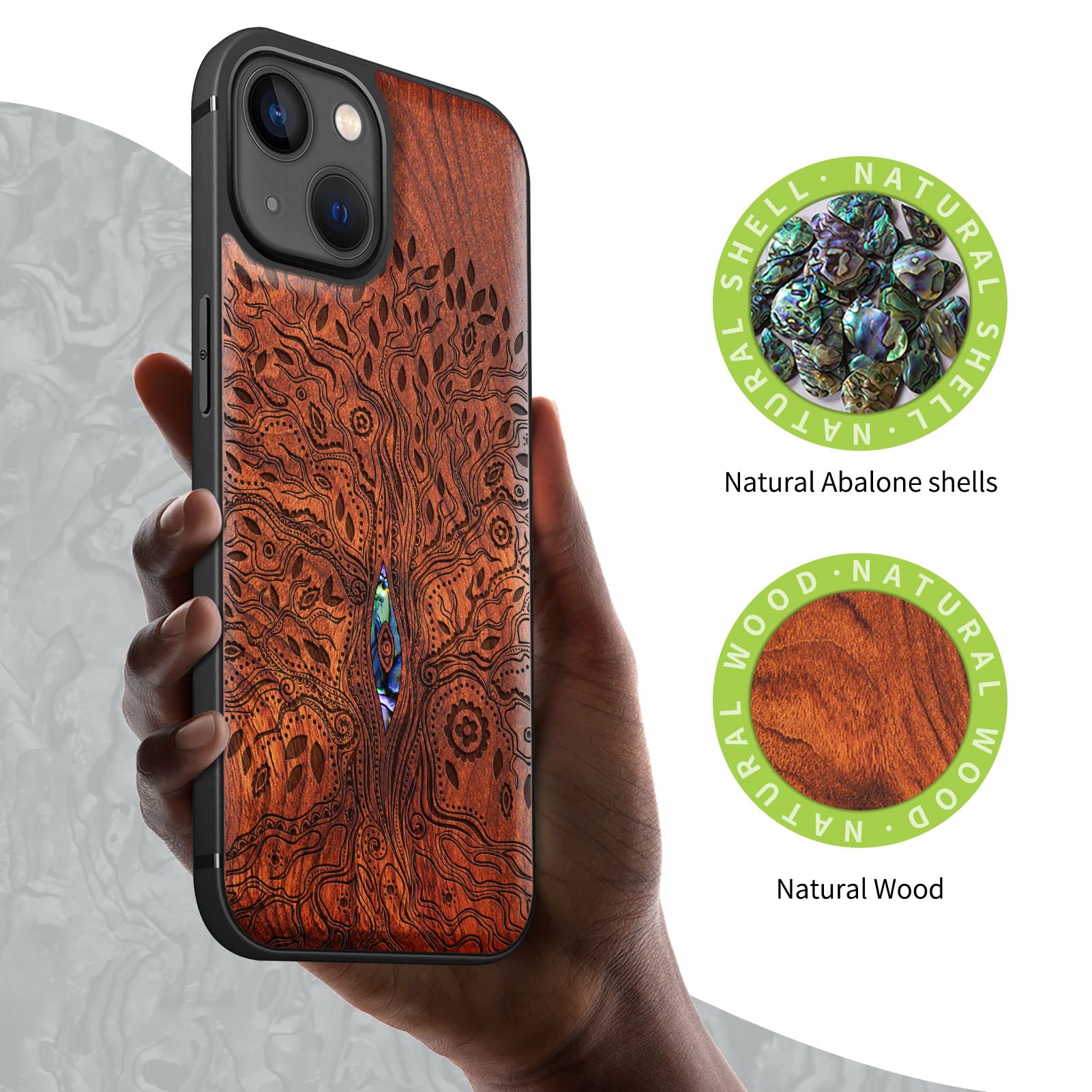Carveit Funda Para IPhone 13 Carcasa Magnética [Grabado En Madera E